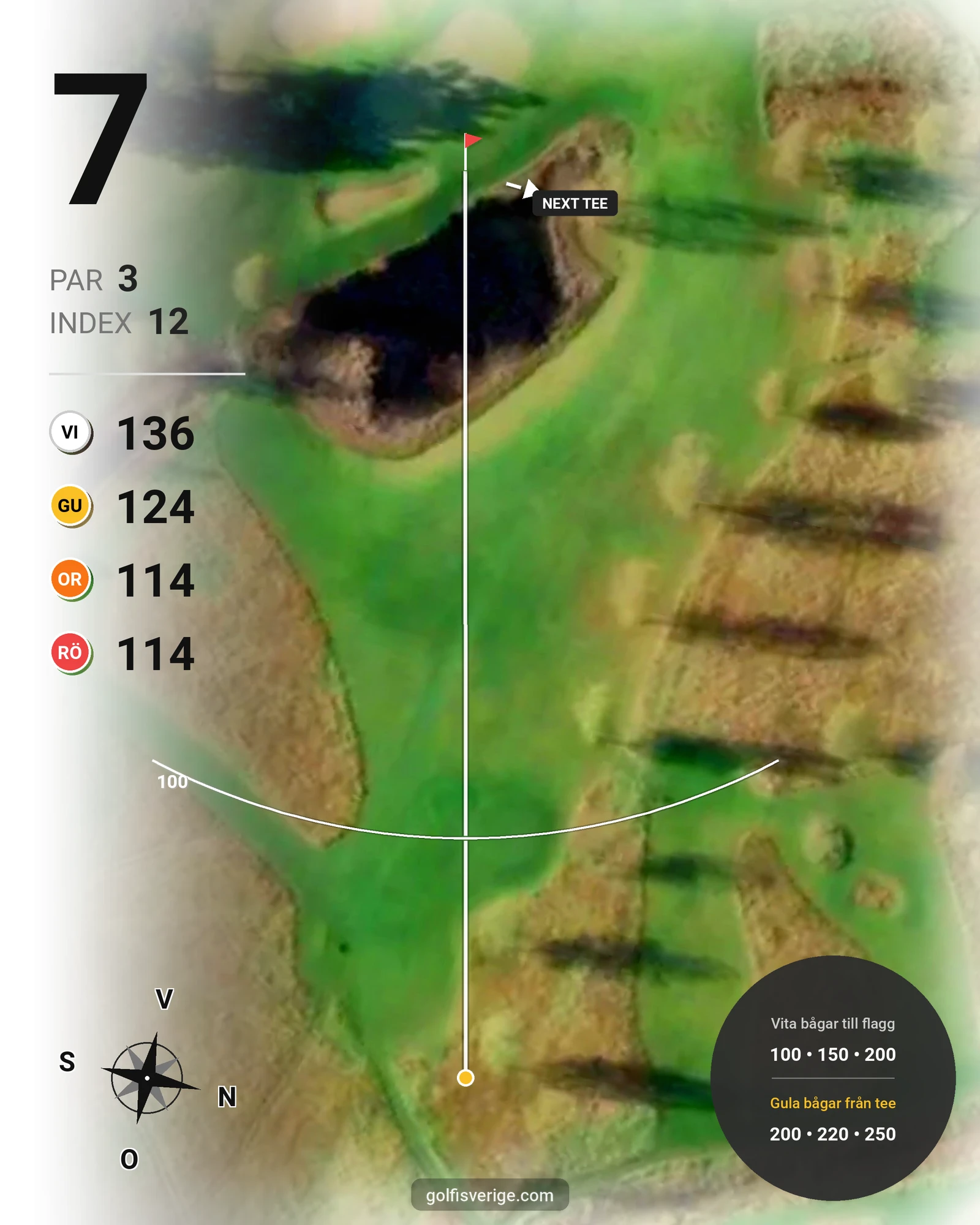 Banguide Snöå Golfbana på Snöå Golfklubb - Hål 7 karta