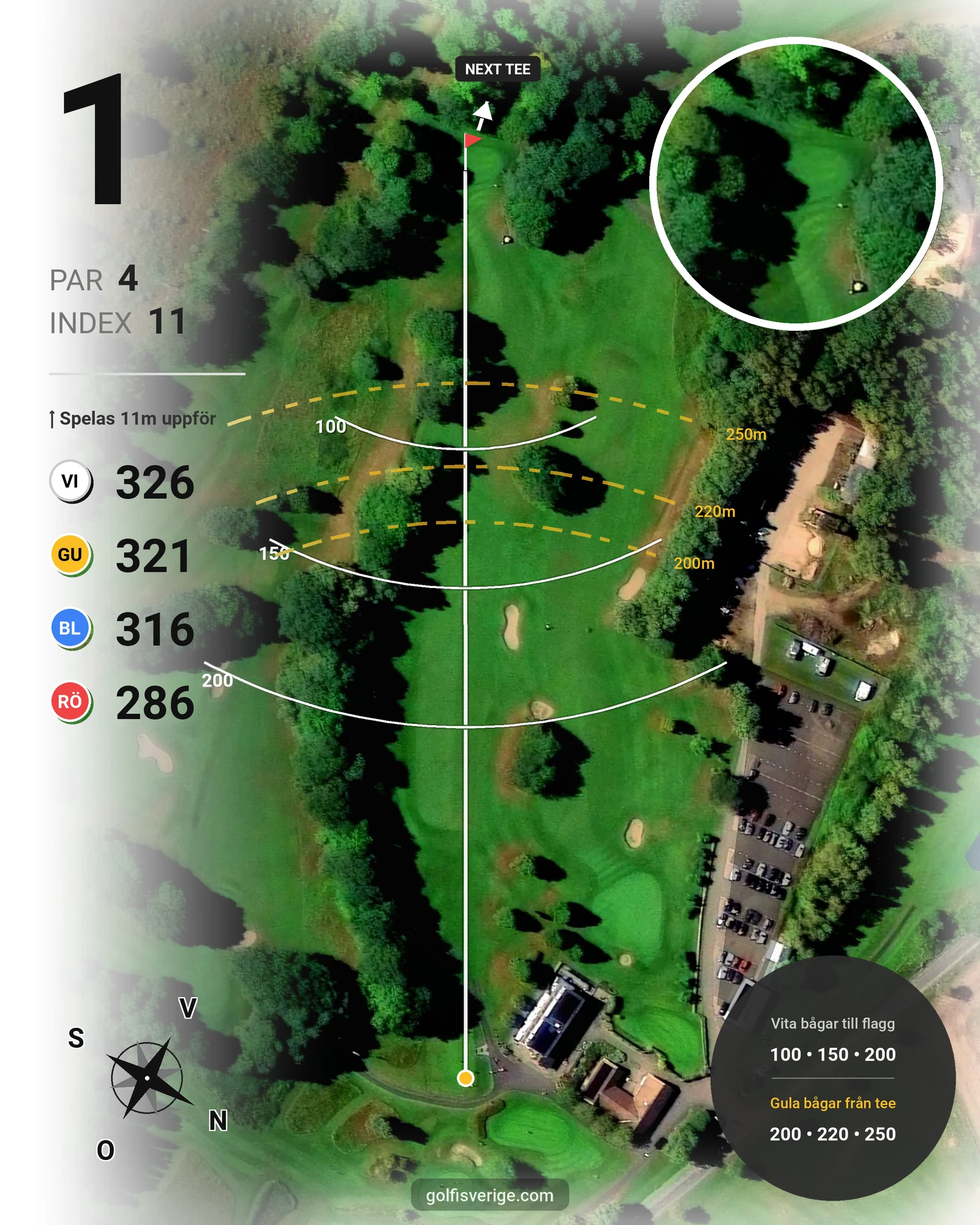 Banguide Söderåsens Golfklubb hål 1 karta