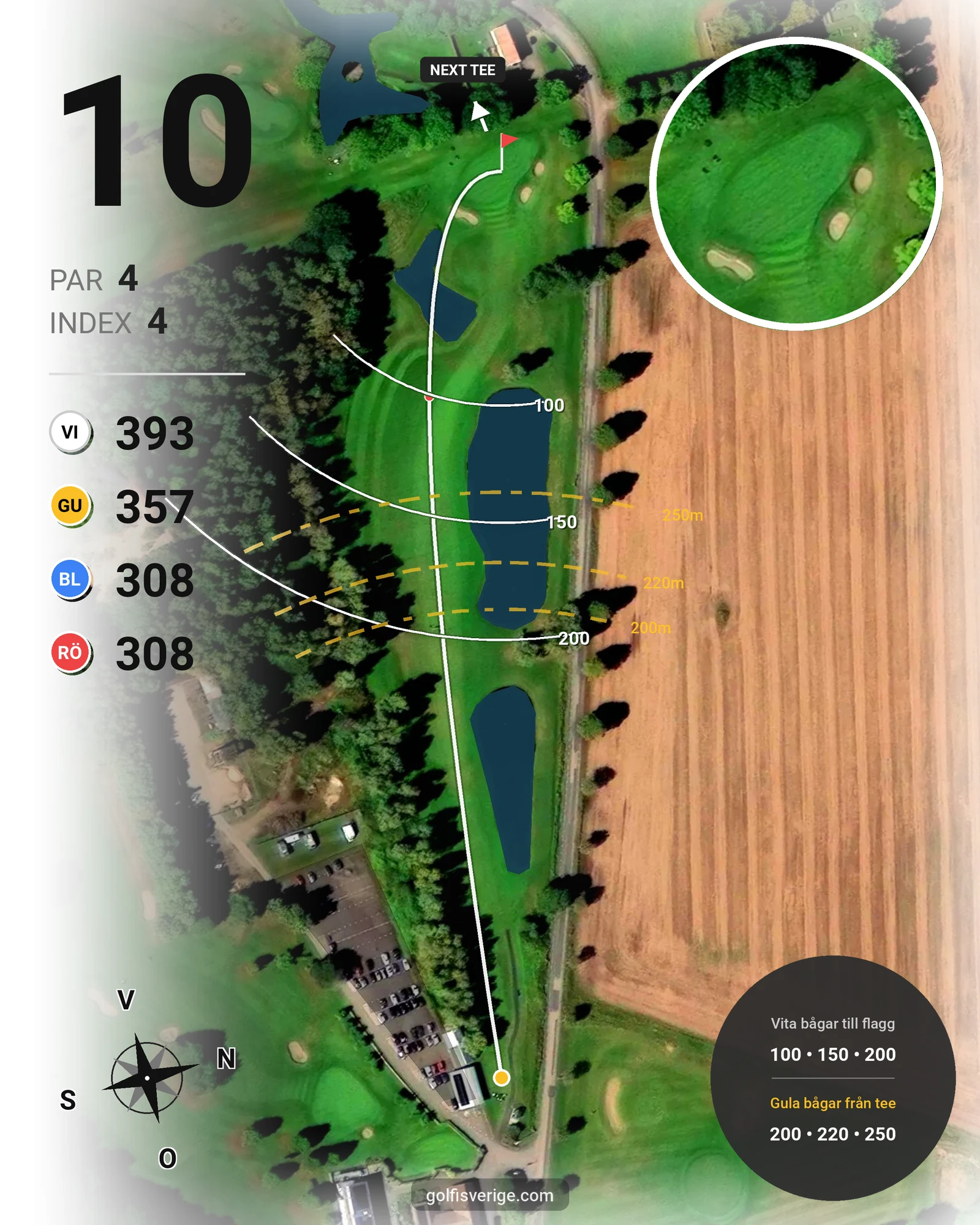 Banguide Söderåsens Golfklubb hål 10 karta