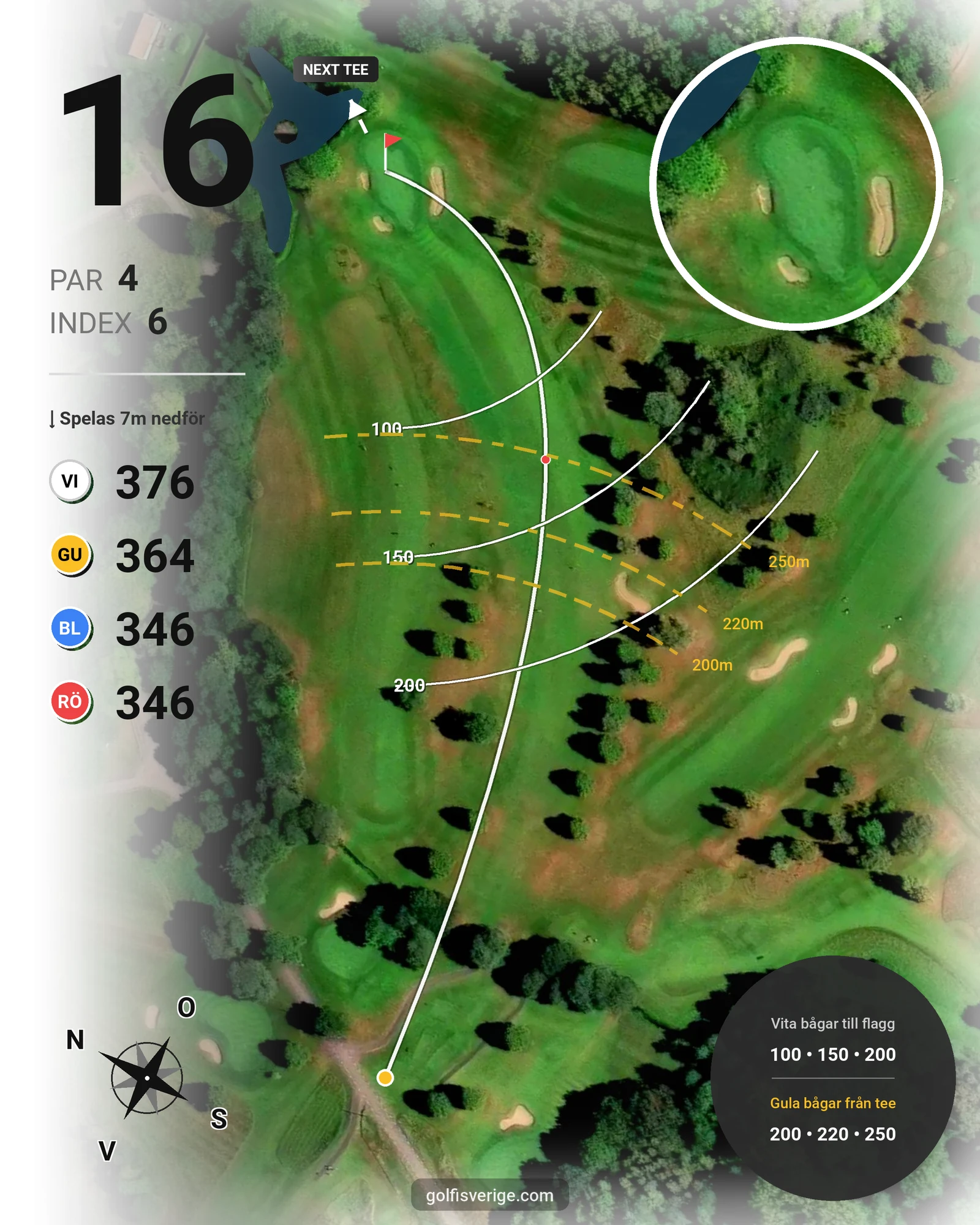 Banguide Söderåsens Golfklubb hål 16 karta