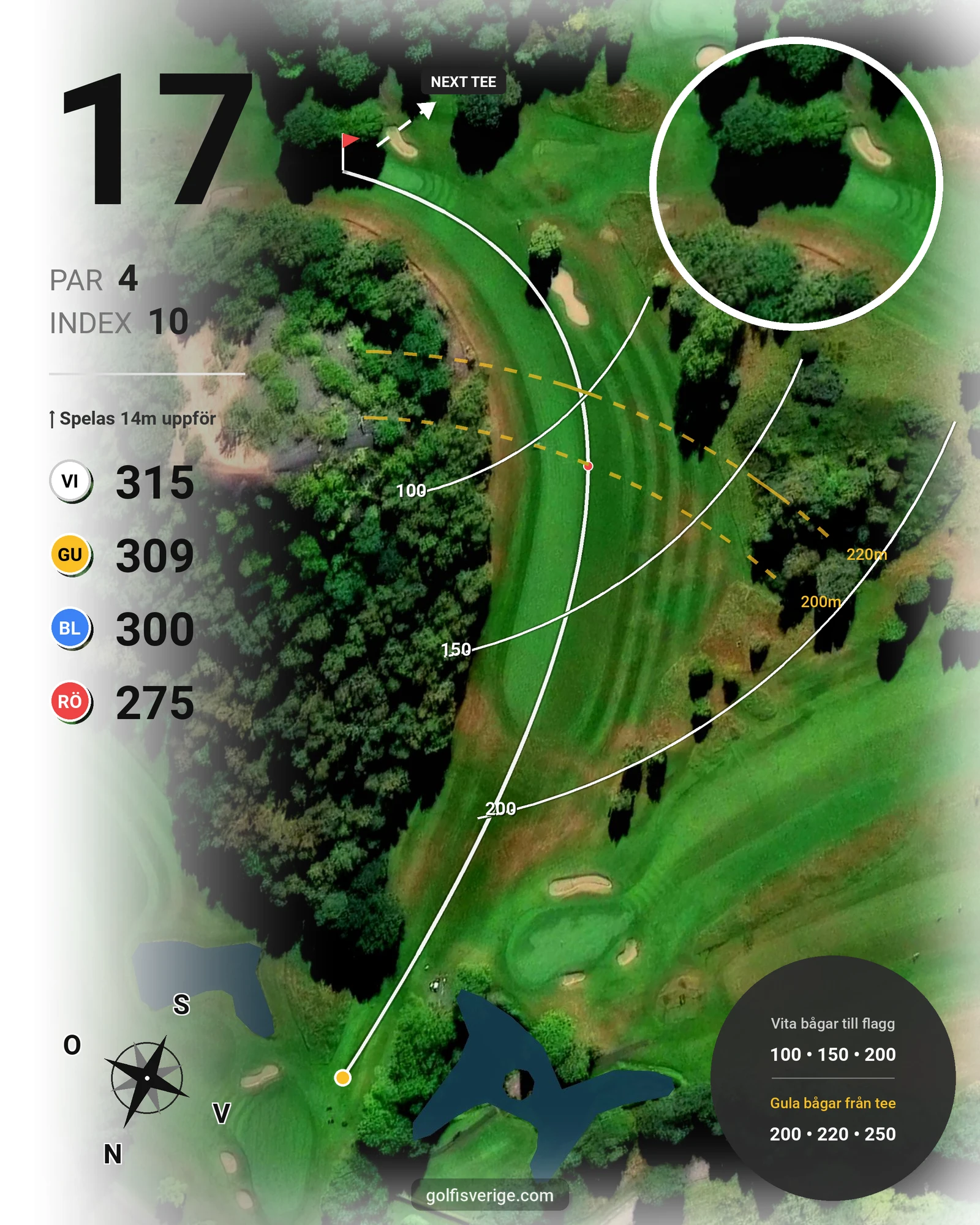 Banguide Söderåsens Golfklubb hål 17 karta