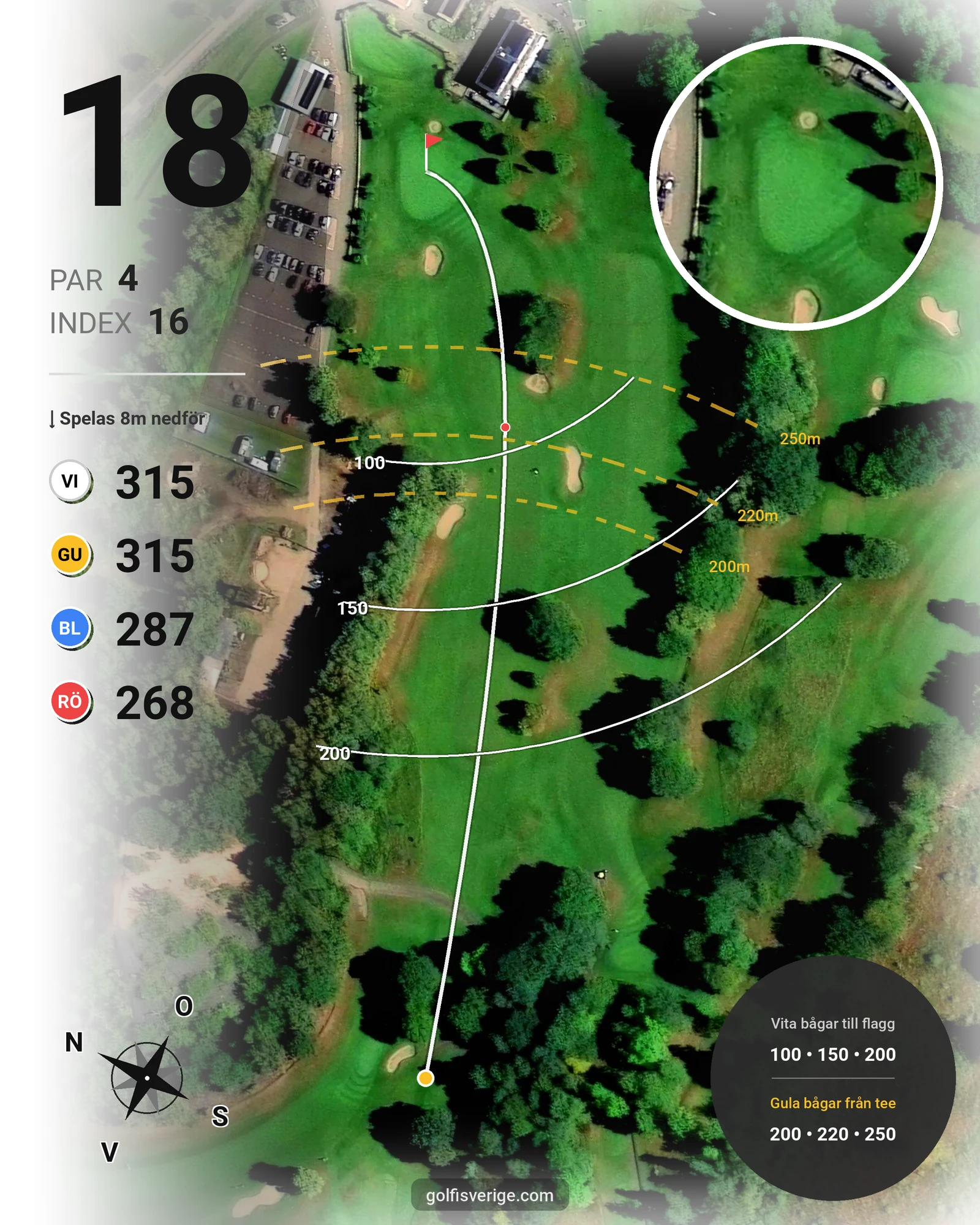 Banguide Söderåsens Golfklubb hål 18 karta