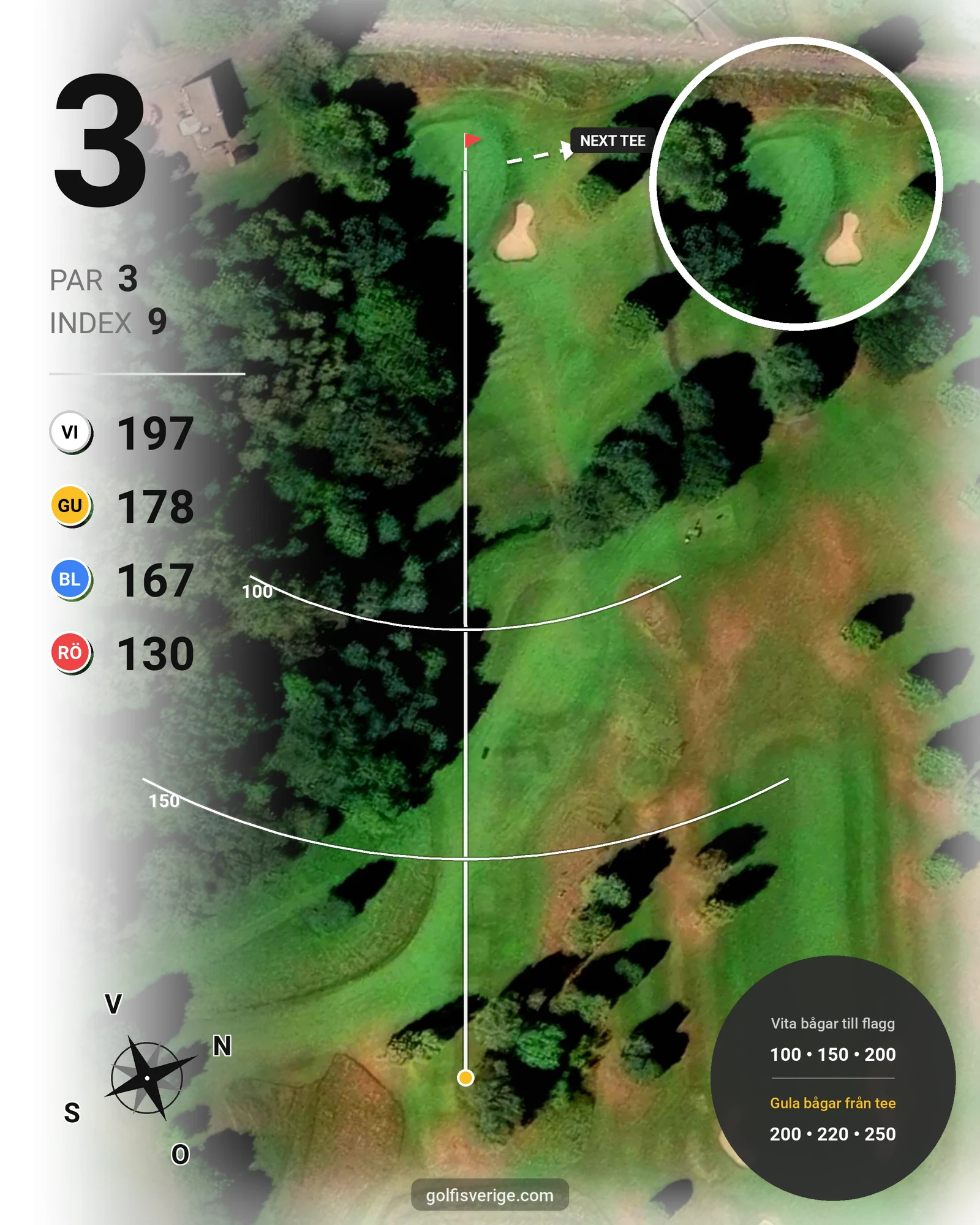 Banguide Söderåsens Golfklubb hål 3 karta