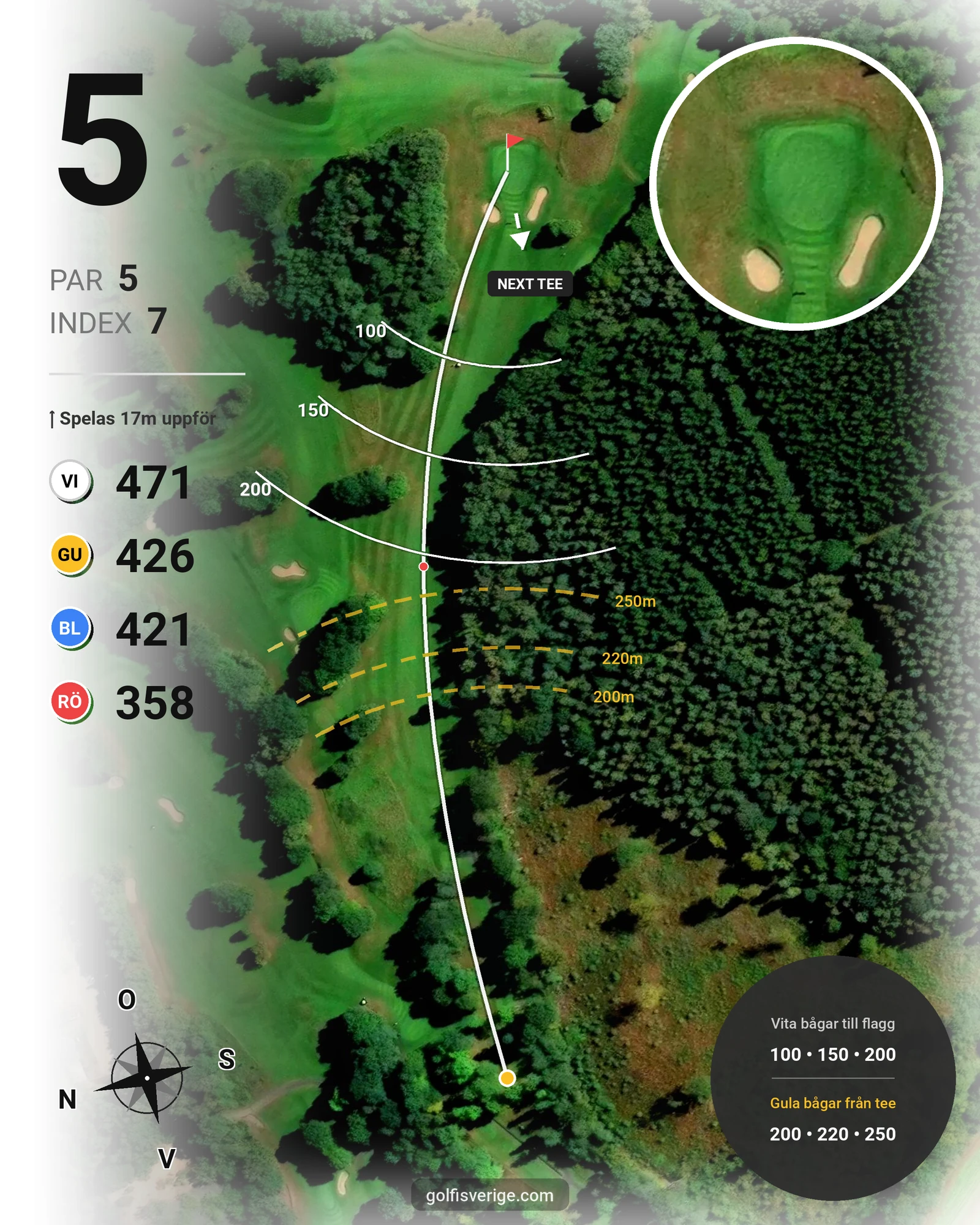 Banguide Söderåsens Golfklubb hål 5 karta