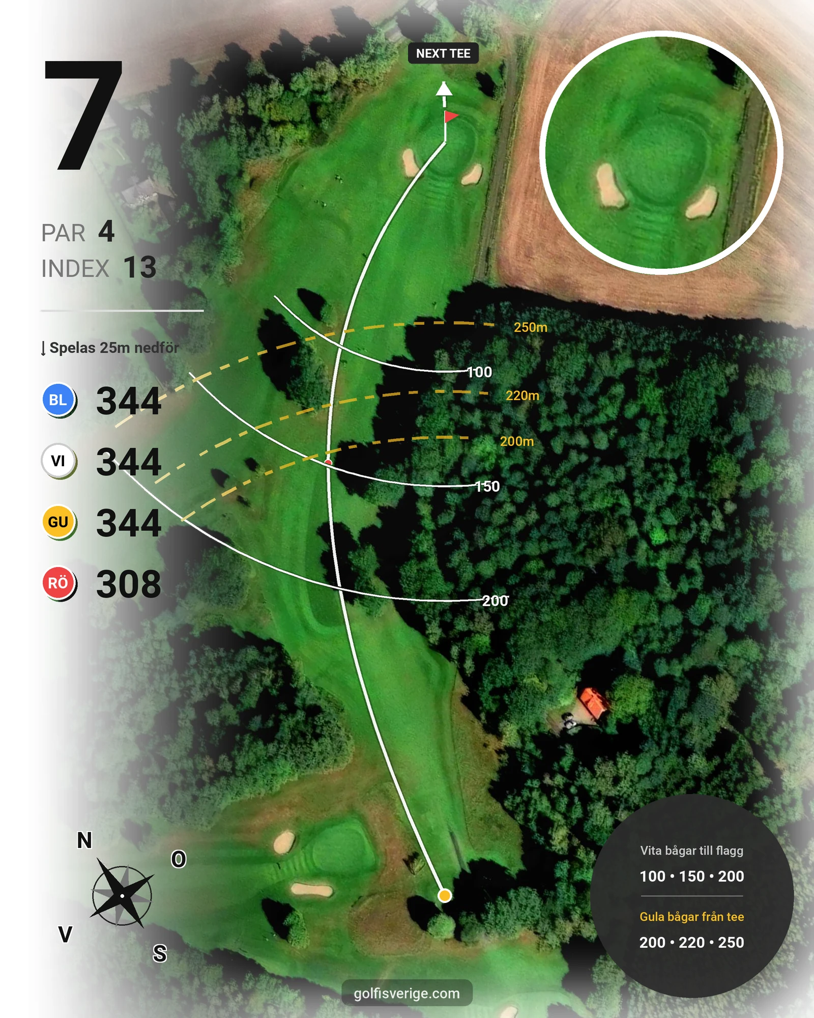 Banguide Söderåsens Golfklubb hål 7 karta
