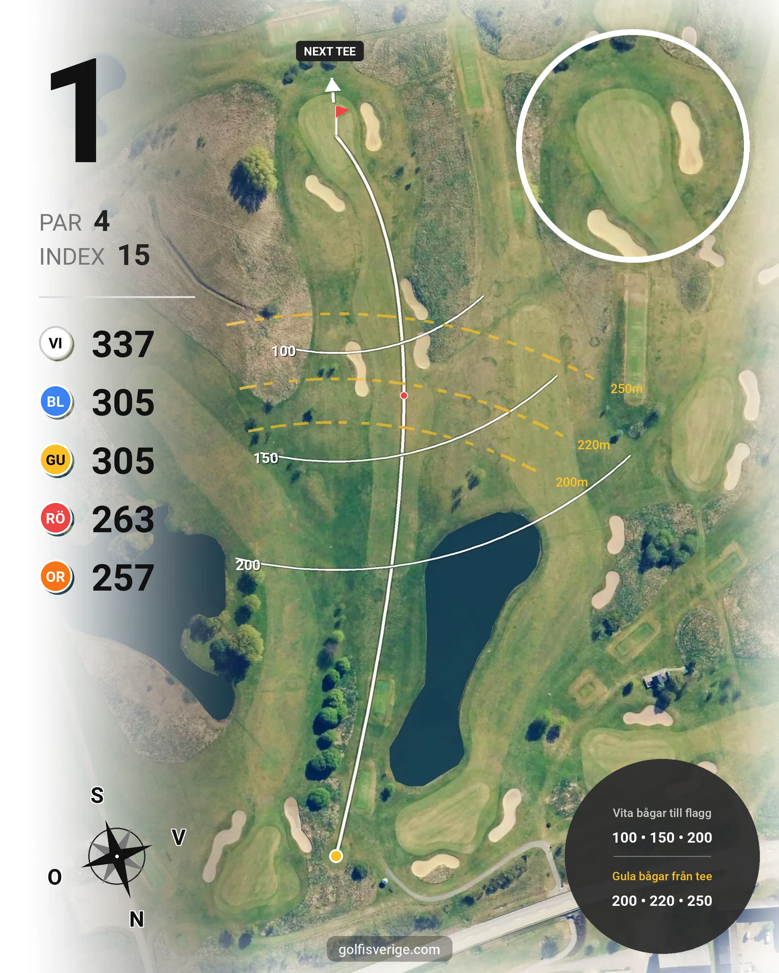 Banguide Elleboda på Söderslätts Golfklubb - Hål 1 karta