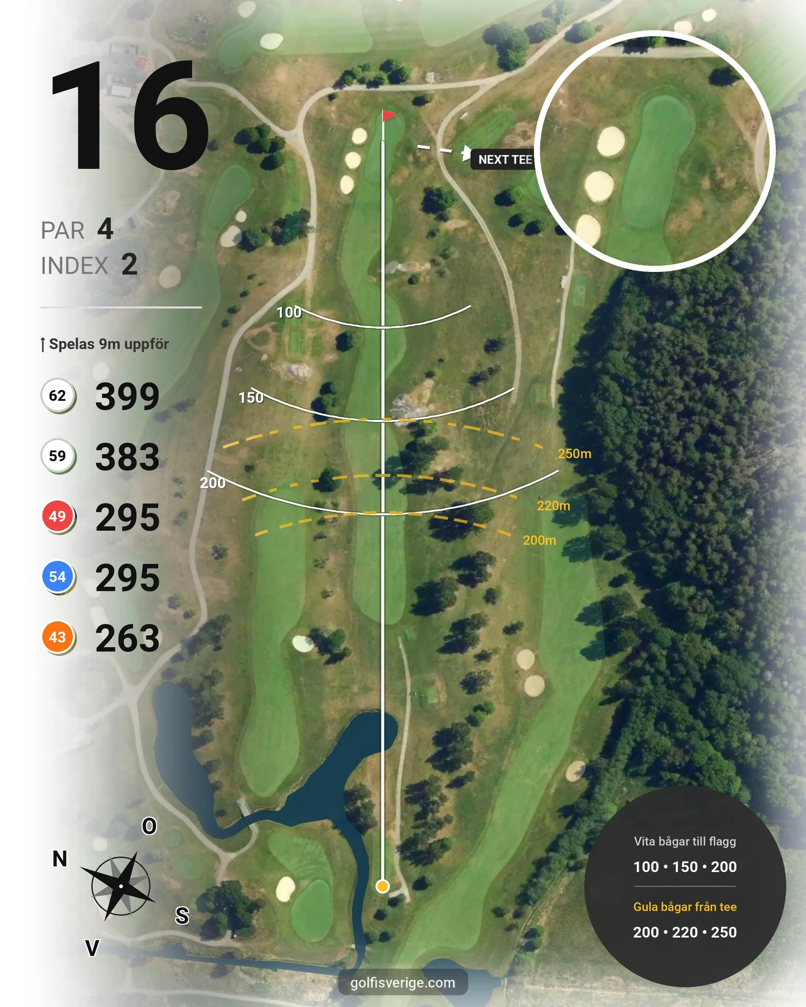 Banguide Sollentuna GK på Sollentuna Golfklubb - Hål 16 karta