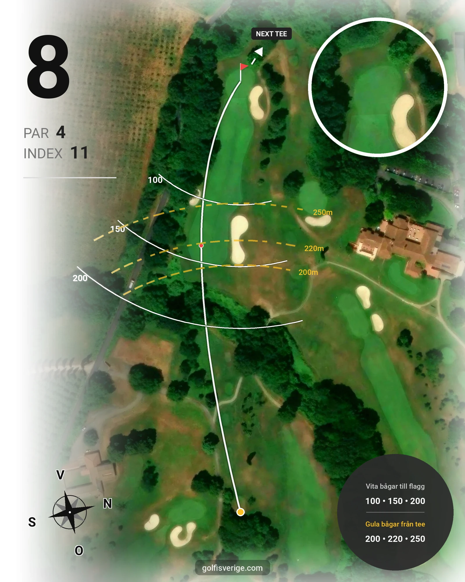 Banguide Golf Nazionale hål 8 karta