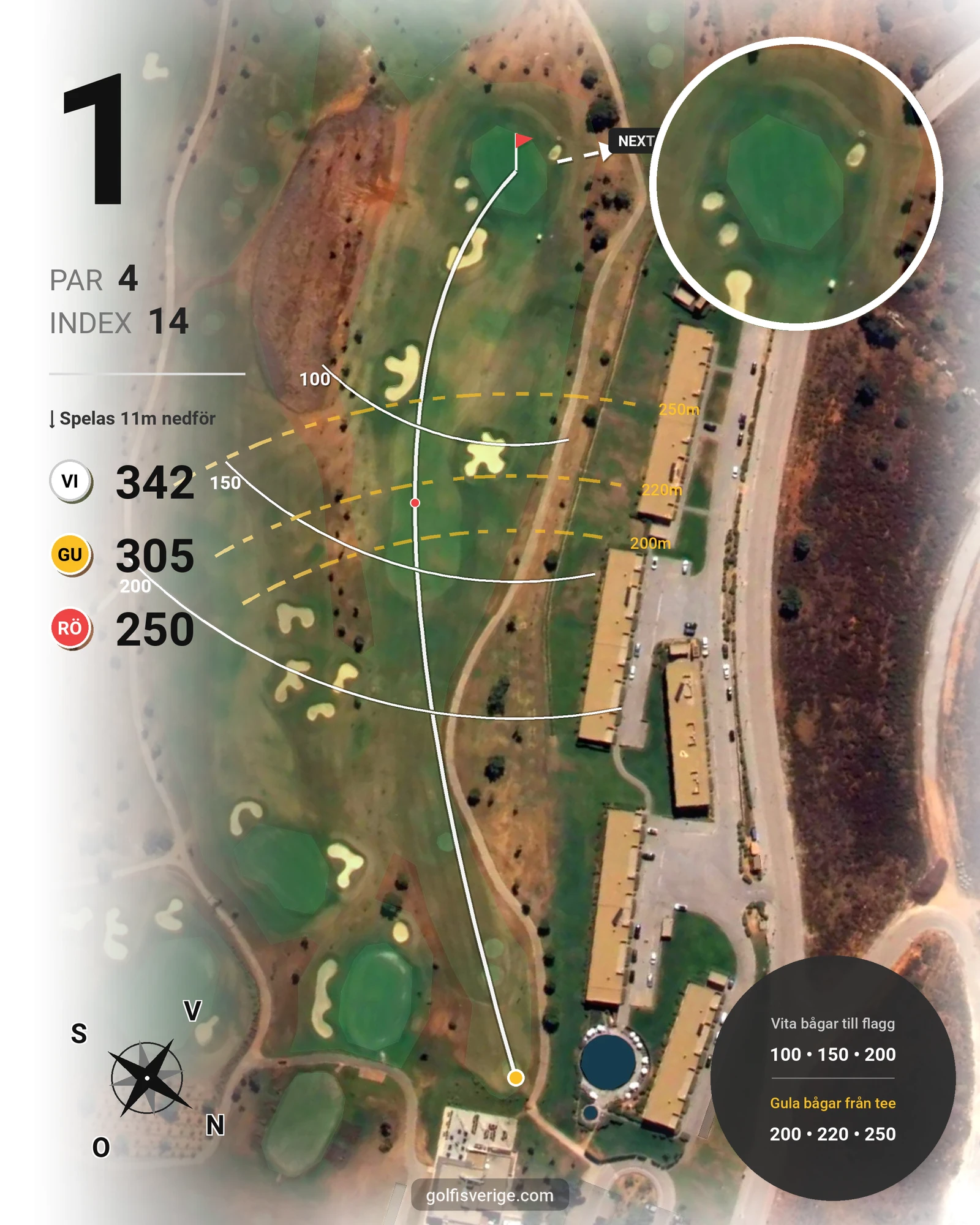Banguide Morgado på SoloGolf - GolfiSpanien - Hål 1 karta