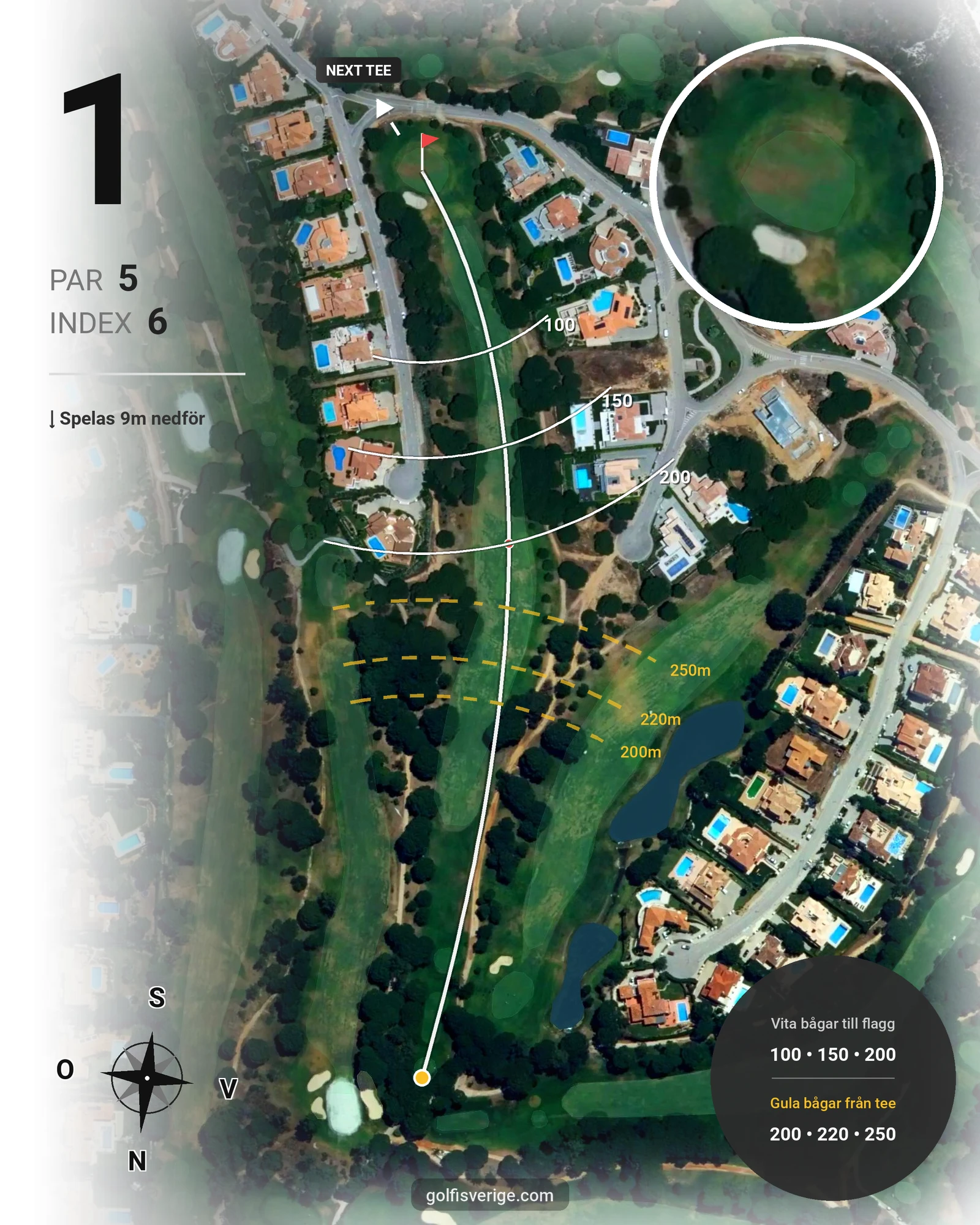 Banguide Vila Sol 19-9 på SoloGolf - GolfiSpanien - Hål 1 karta