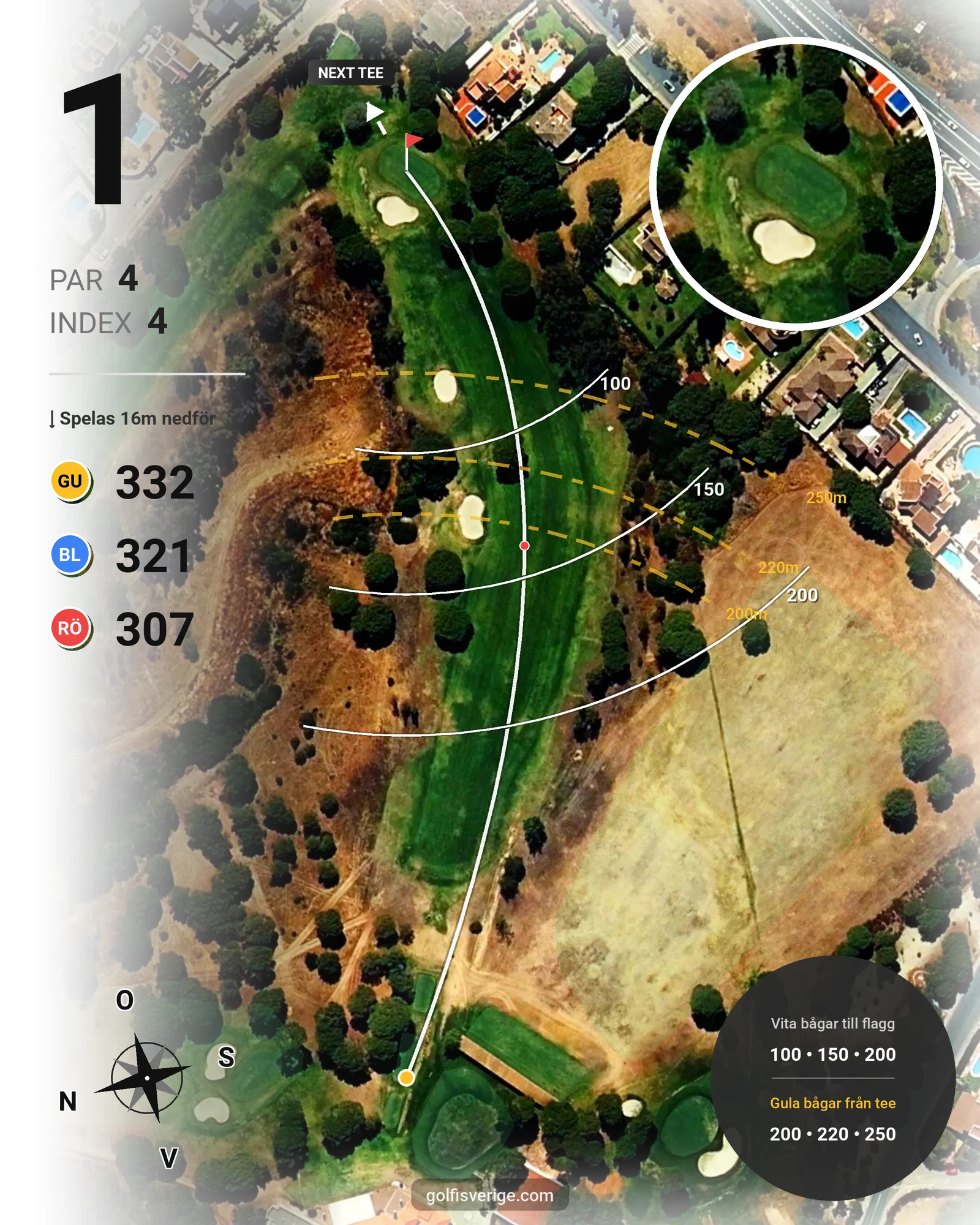Banguide Bellavista på SoloGolf - GolfiSpanien - Hål 1 karta