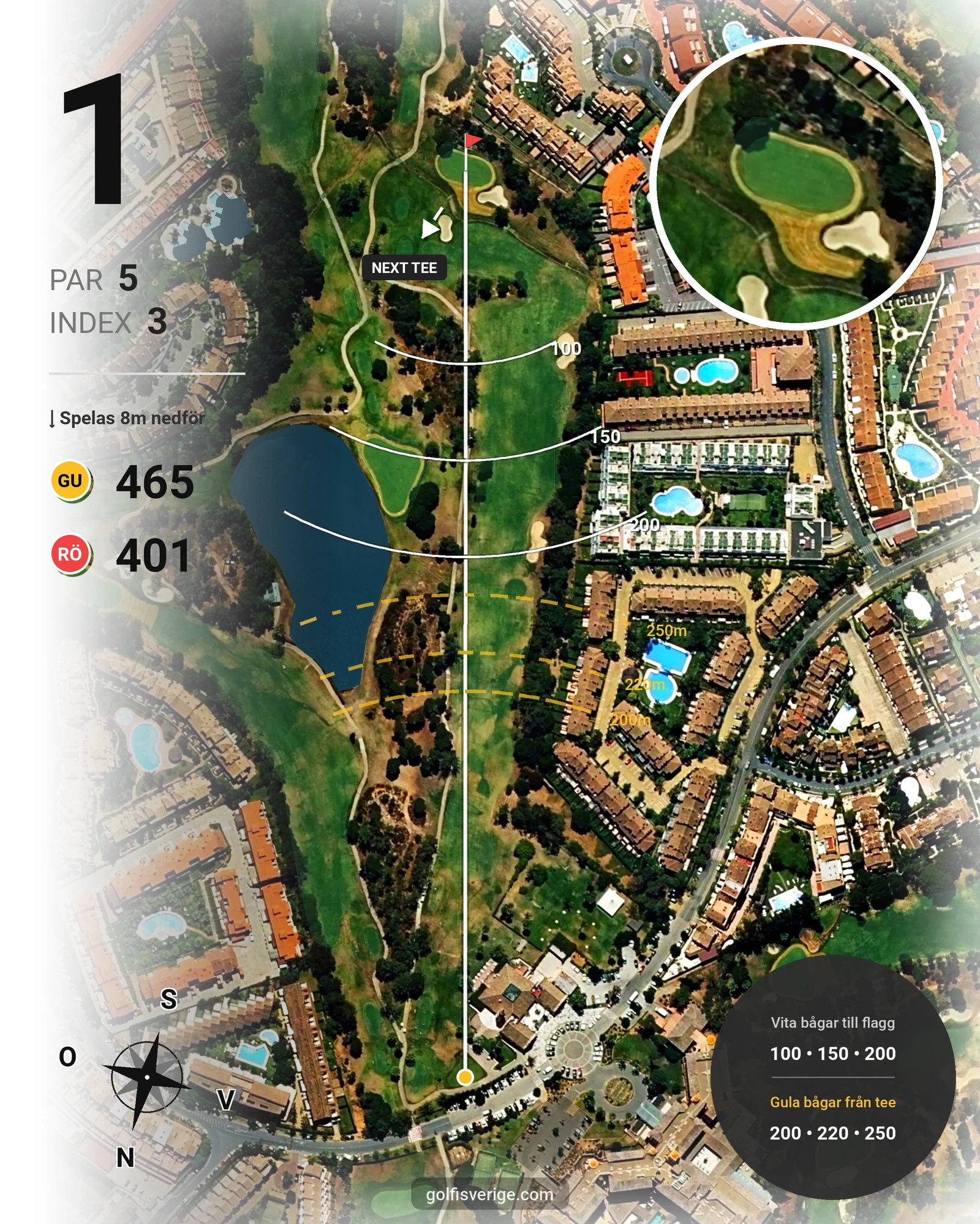 Banguide Islantilla 10-27 på SoloGolf - GolfiSpanien - Hål 1 karta