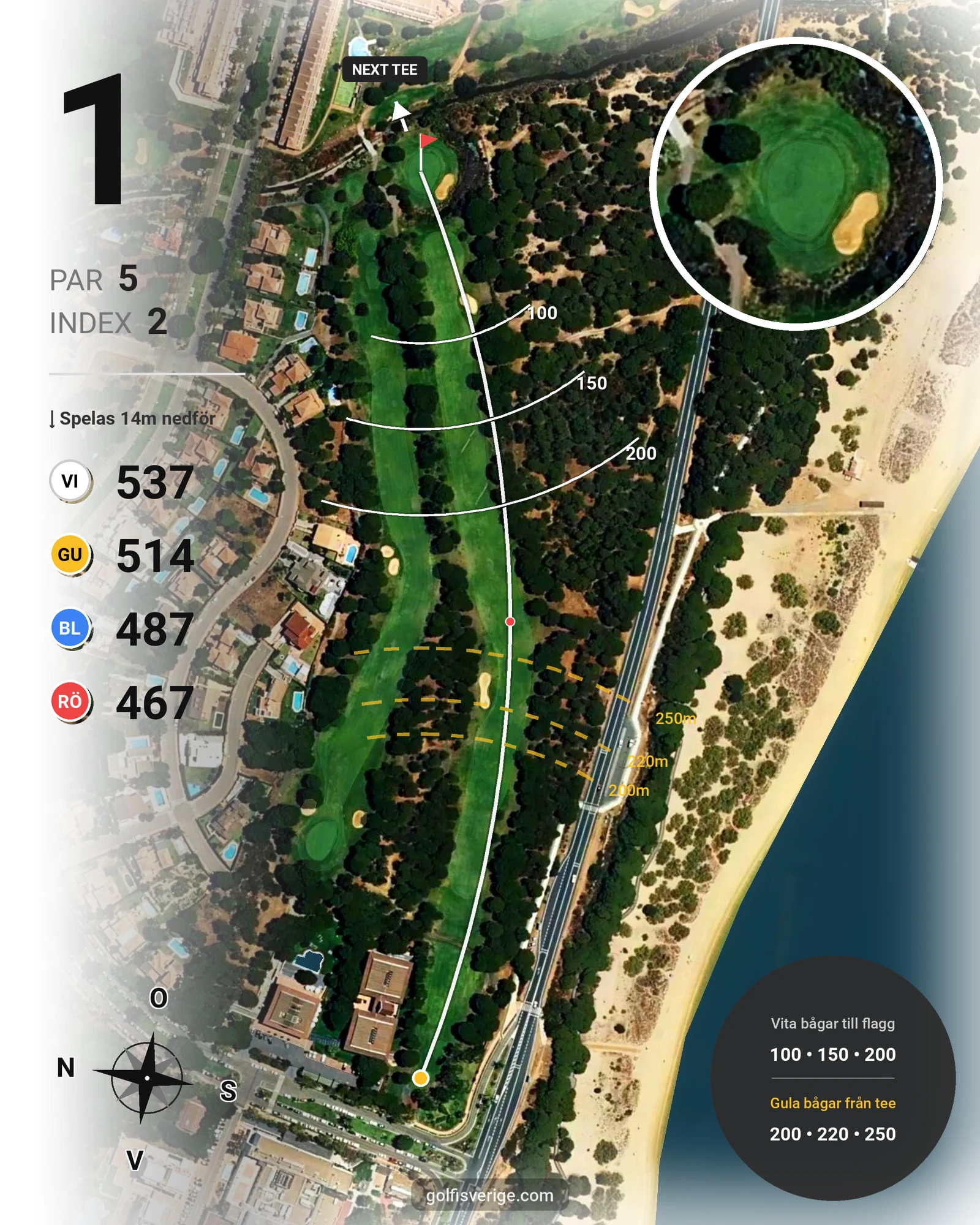 Banguide Nuevo Portil på SoloGolf - GolfiSpanien - Hål 1 karta