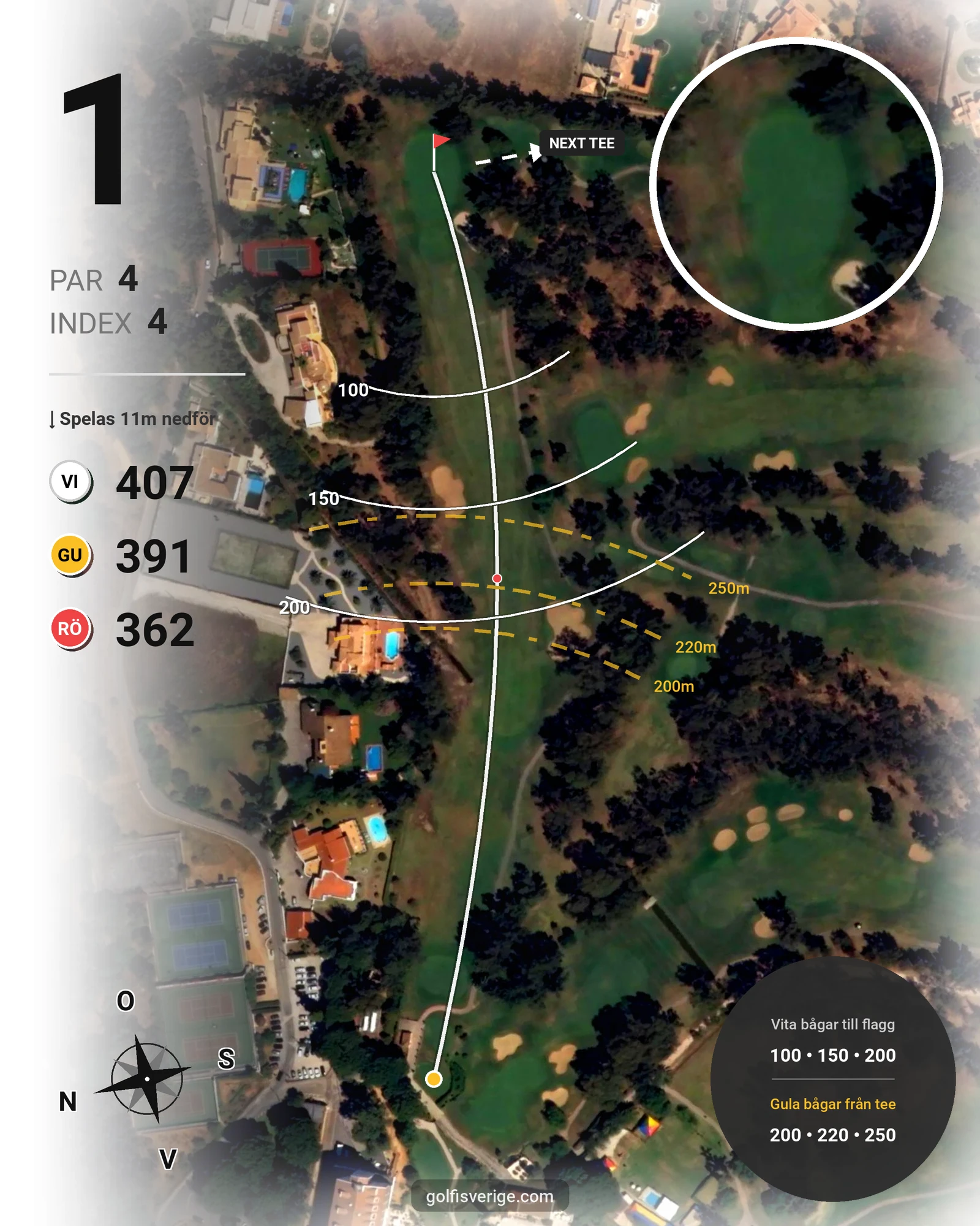Banguide Penina Championship Course på SoloGolf - GolfiSpanien - Hål 1 karta