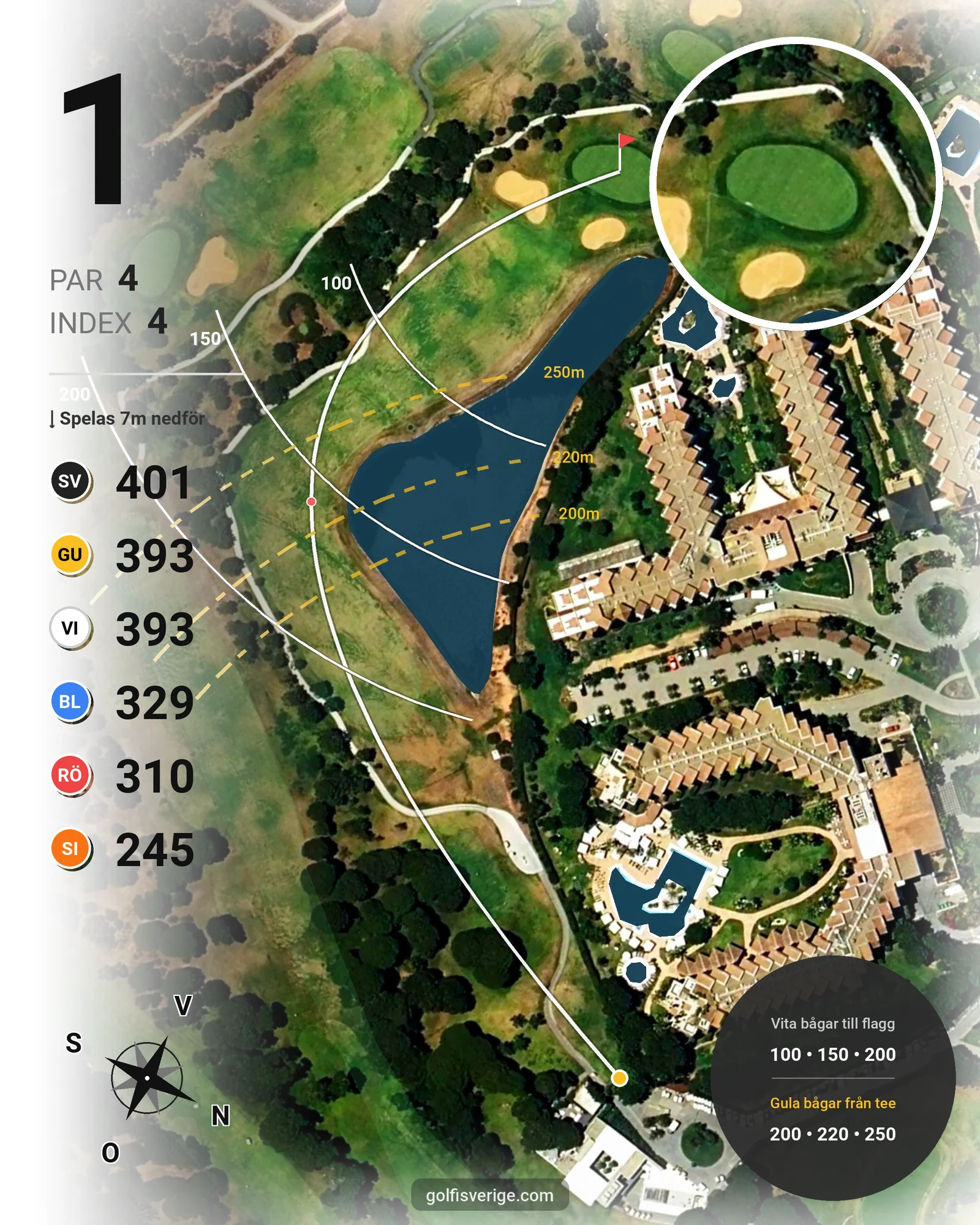 Banguide El Rompido Sur på SoloGolf - GolfiSpanien - Hål 1 karta