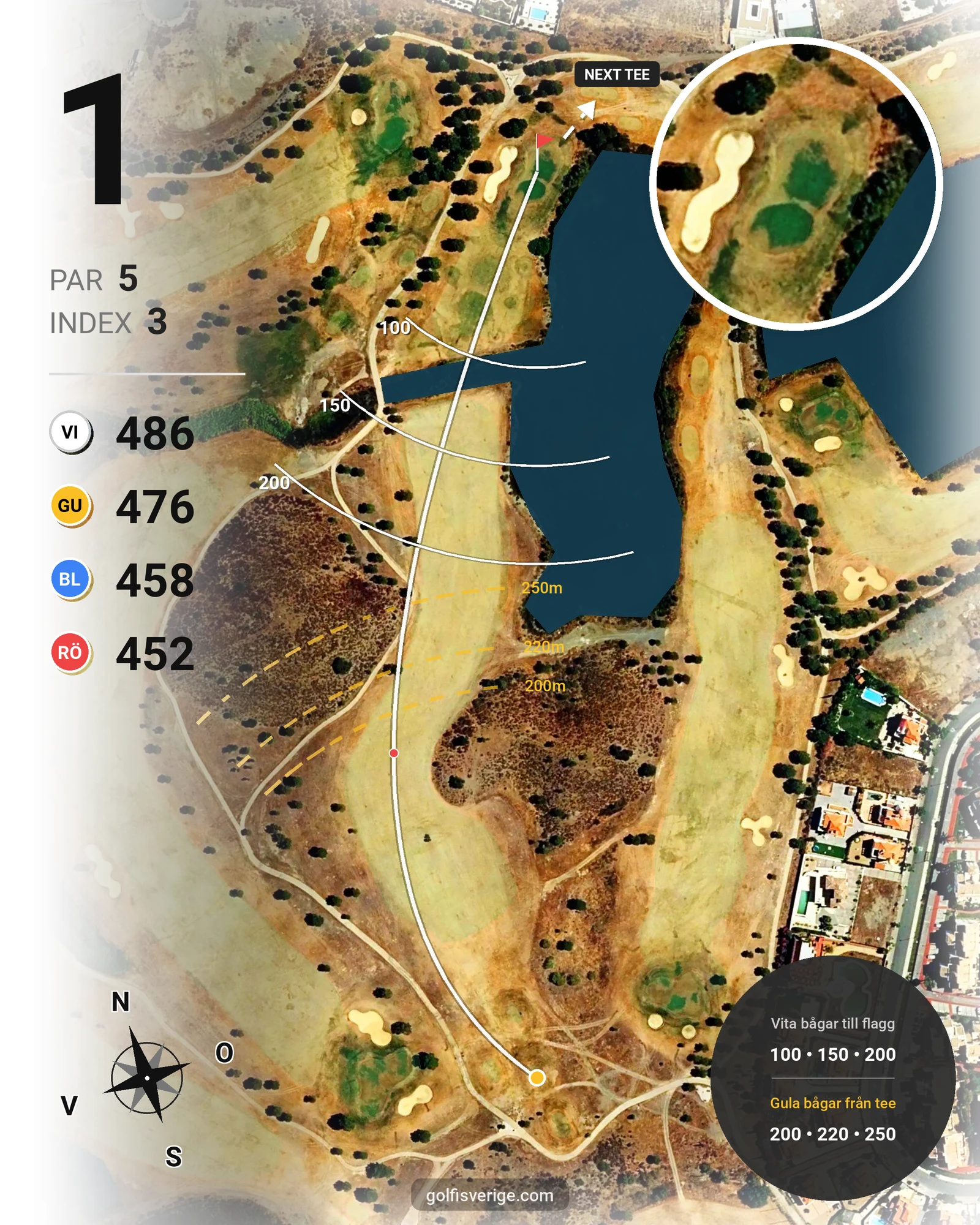 Banguide Isla Canela Links på SoloGolf - GolfiSpanien - Hål 1 karta