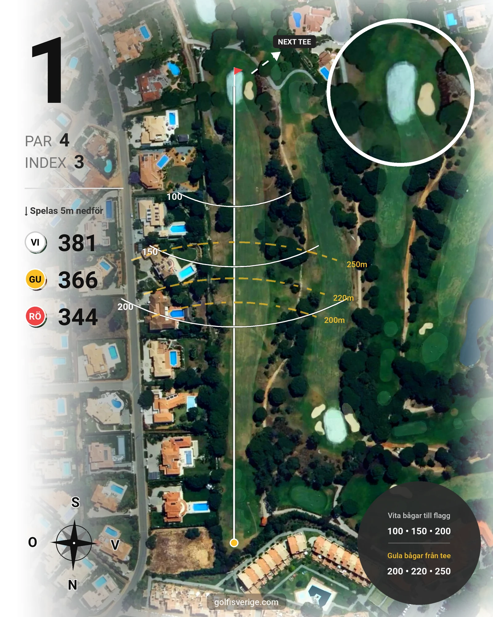 Banguide Vila Sol 1-18 på SoloGolf - GolfiSpanien - Hål 1 karta