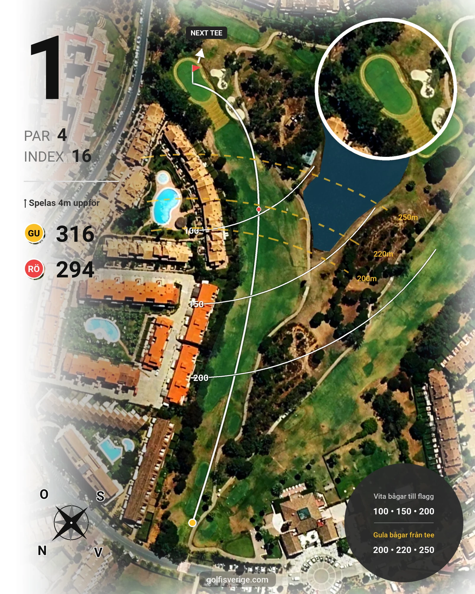 Banguide Islantilla 1-18 på SoloGolf - GolfiSpanien - Hål 1 karta