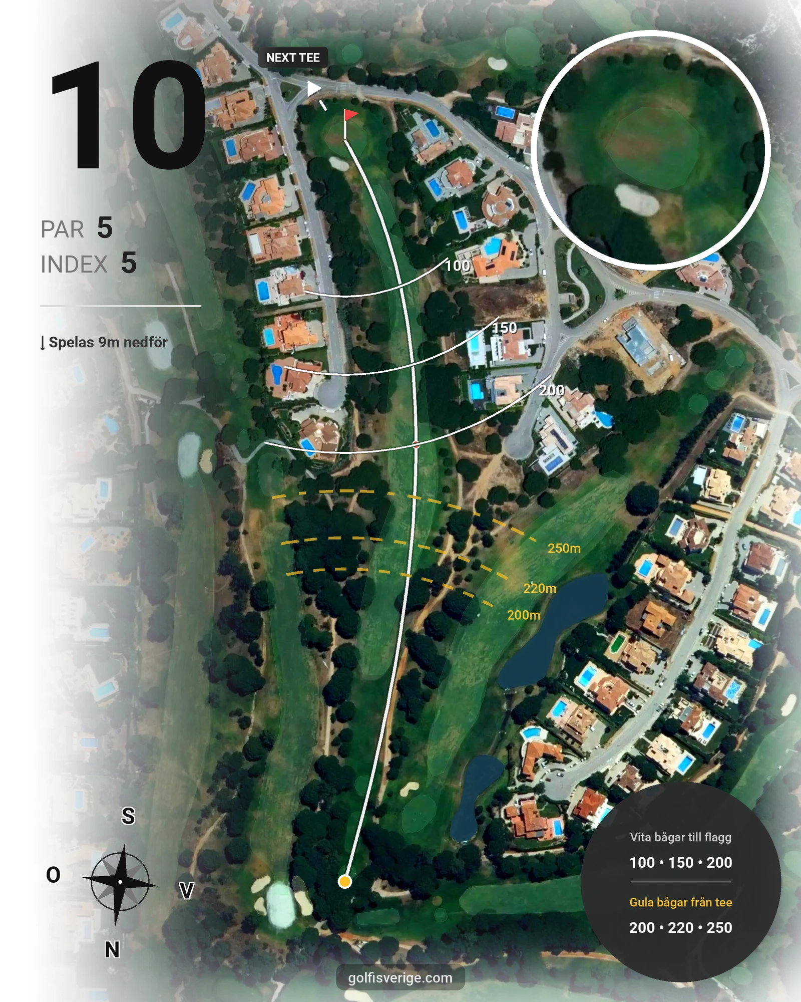 Banguide Vila Sol 10-27  på SoloGolf - GolfiSpanien - Hål 10 karta