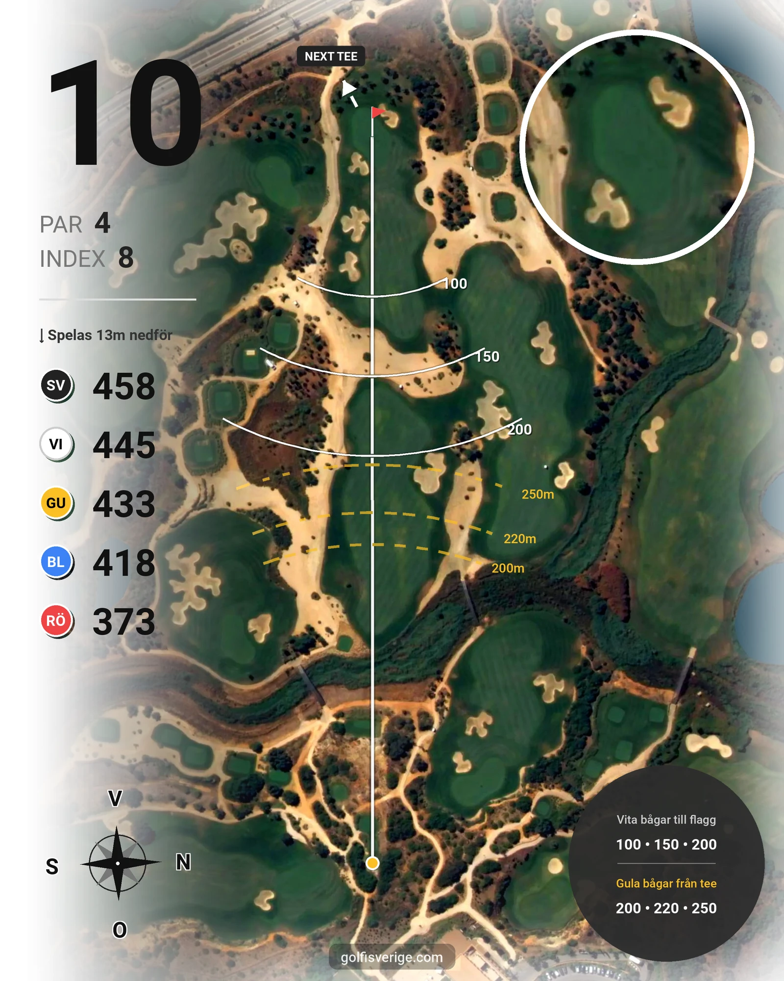 Banguide Faldo Amendoeira på SoloGolf - GolfiSpanien - Hål 10 karta