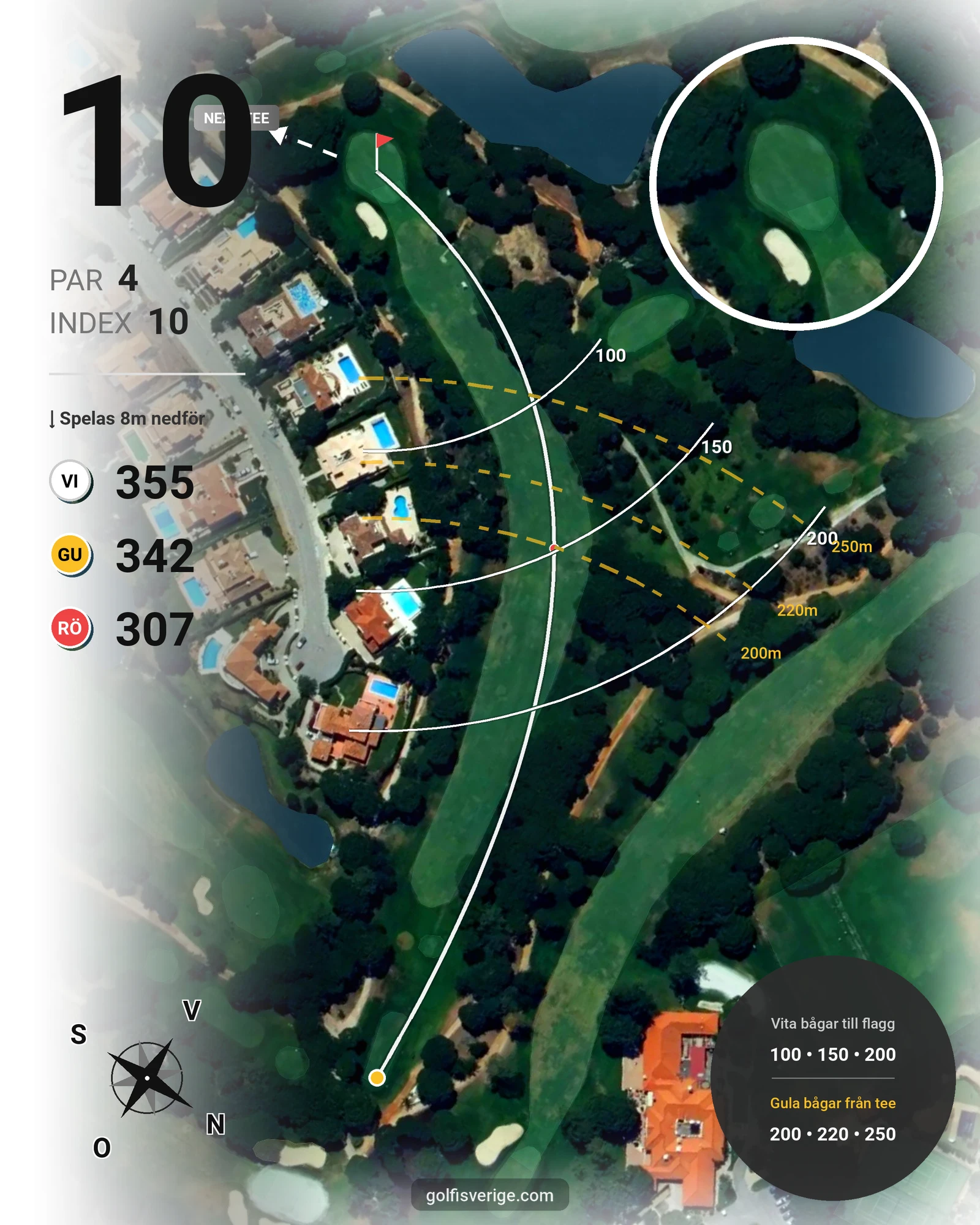 Banguide Vila Sol 1-18 på SoloGolf - GolfiSpanien - Hål 10 karta