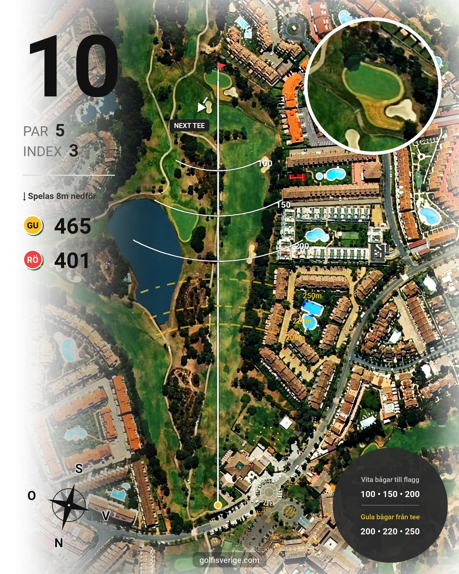 Banguide Islantilla 1-18 på SoloGolf - GolfiSpanien - Hål 10 karta