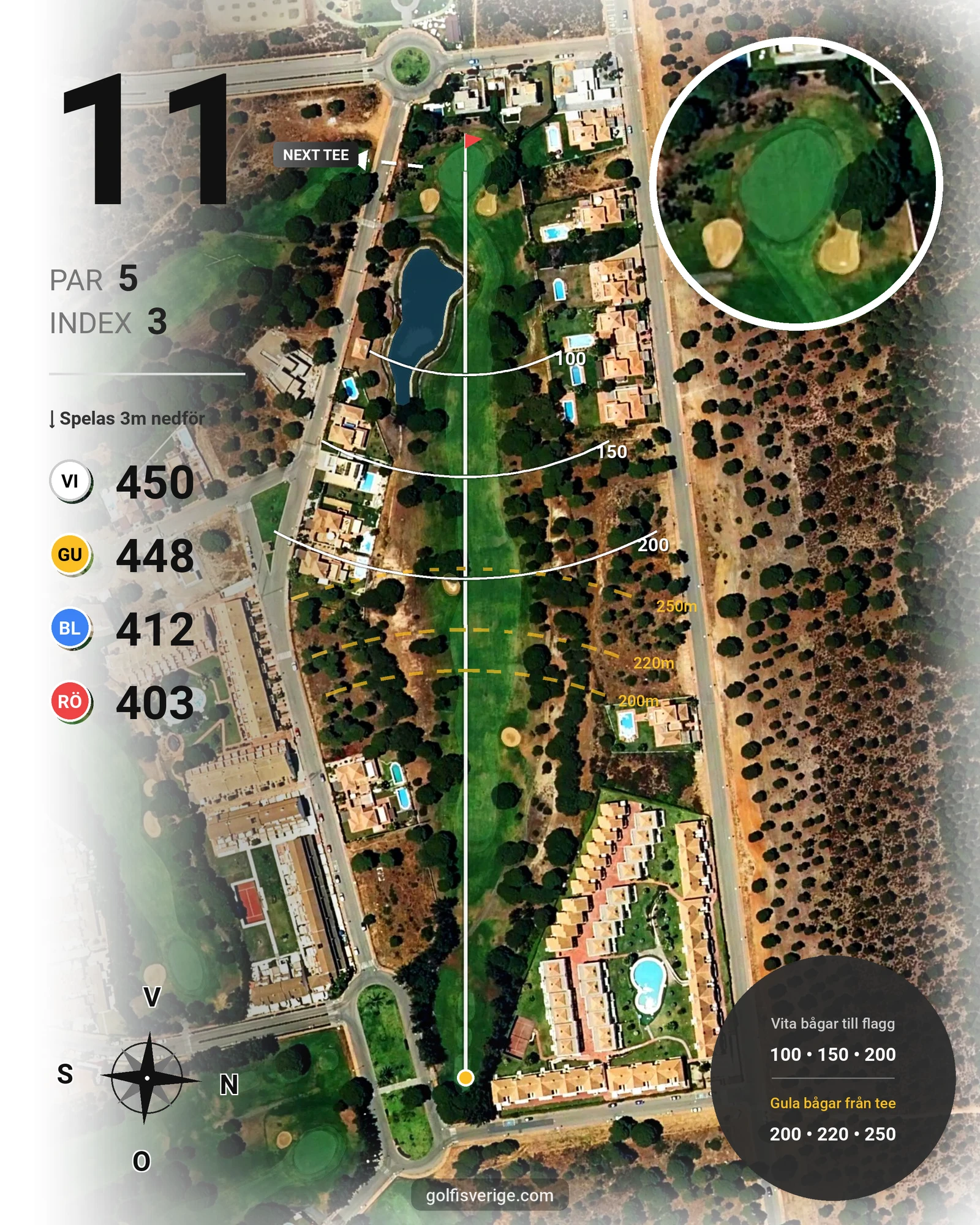 Banguide Nuevo Portil på SoloGolf - GolfiSpanien - Hål 11 karta