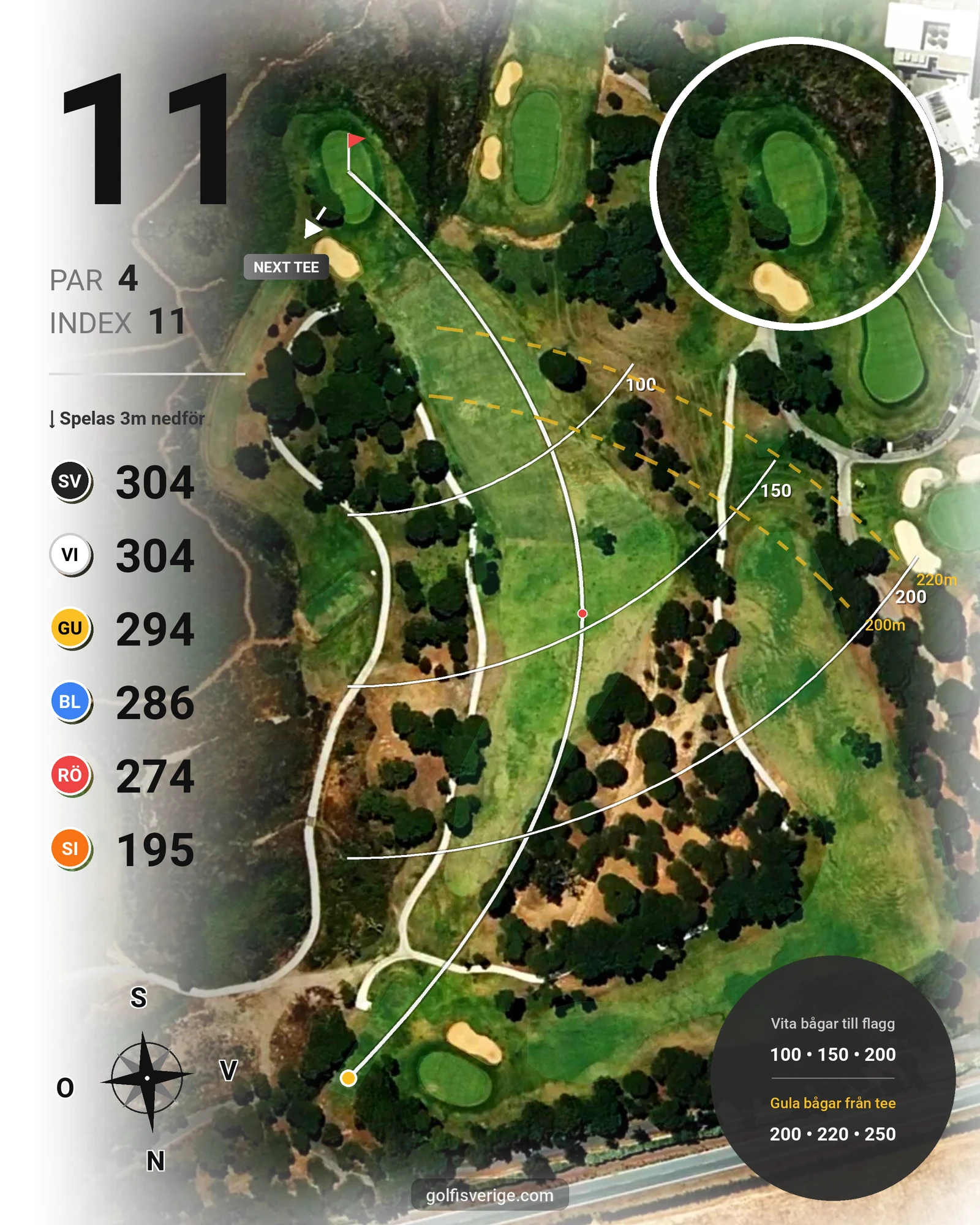 Banguide El Rompido Sur på SoloGolf - GolfiSpanien - Hål 11 karta