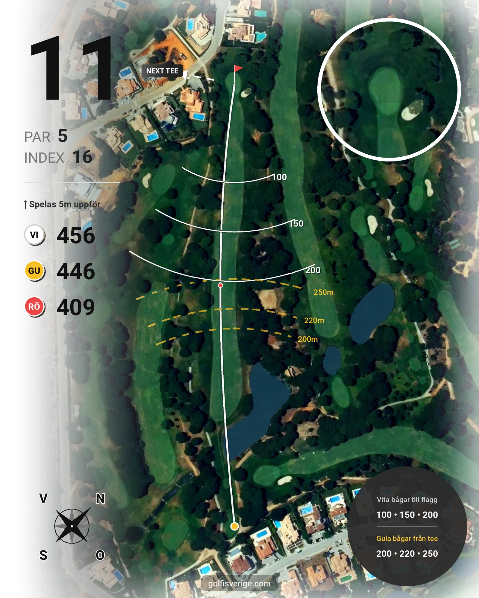 Banguide Vila Sol 1-18 på SoloGolf - GolfiSpanien - Hål 11 karta