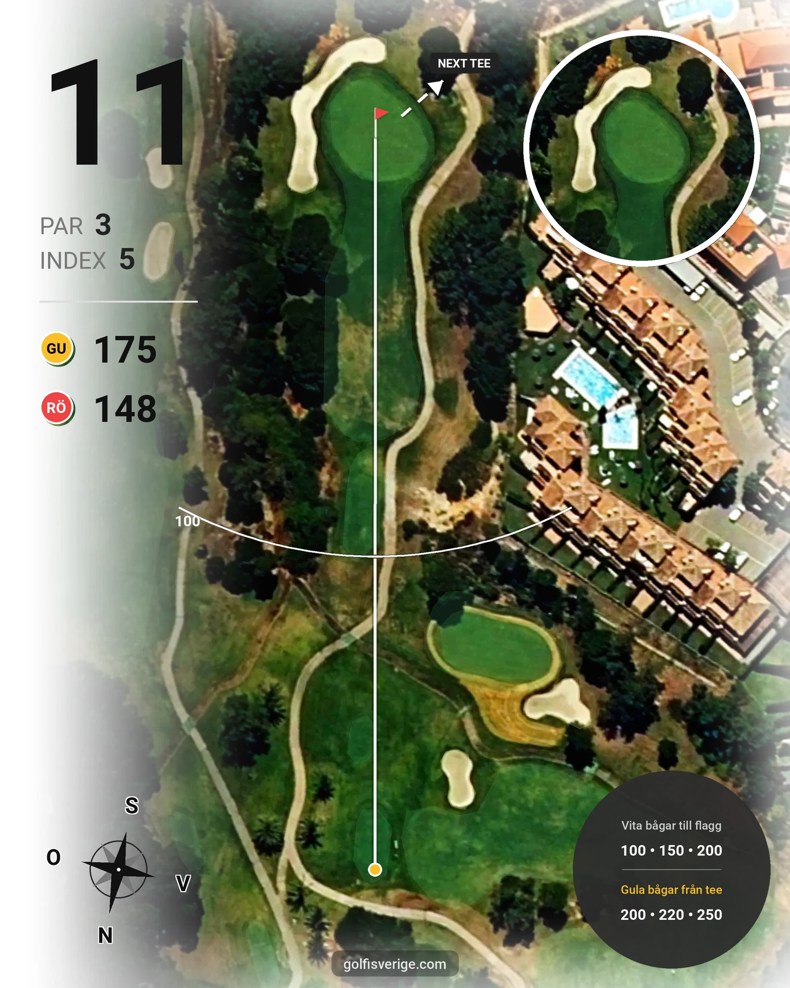 Banguide Islantilla 1-18 på SoloGolf - GolfiSpanien - Hål 11 karta