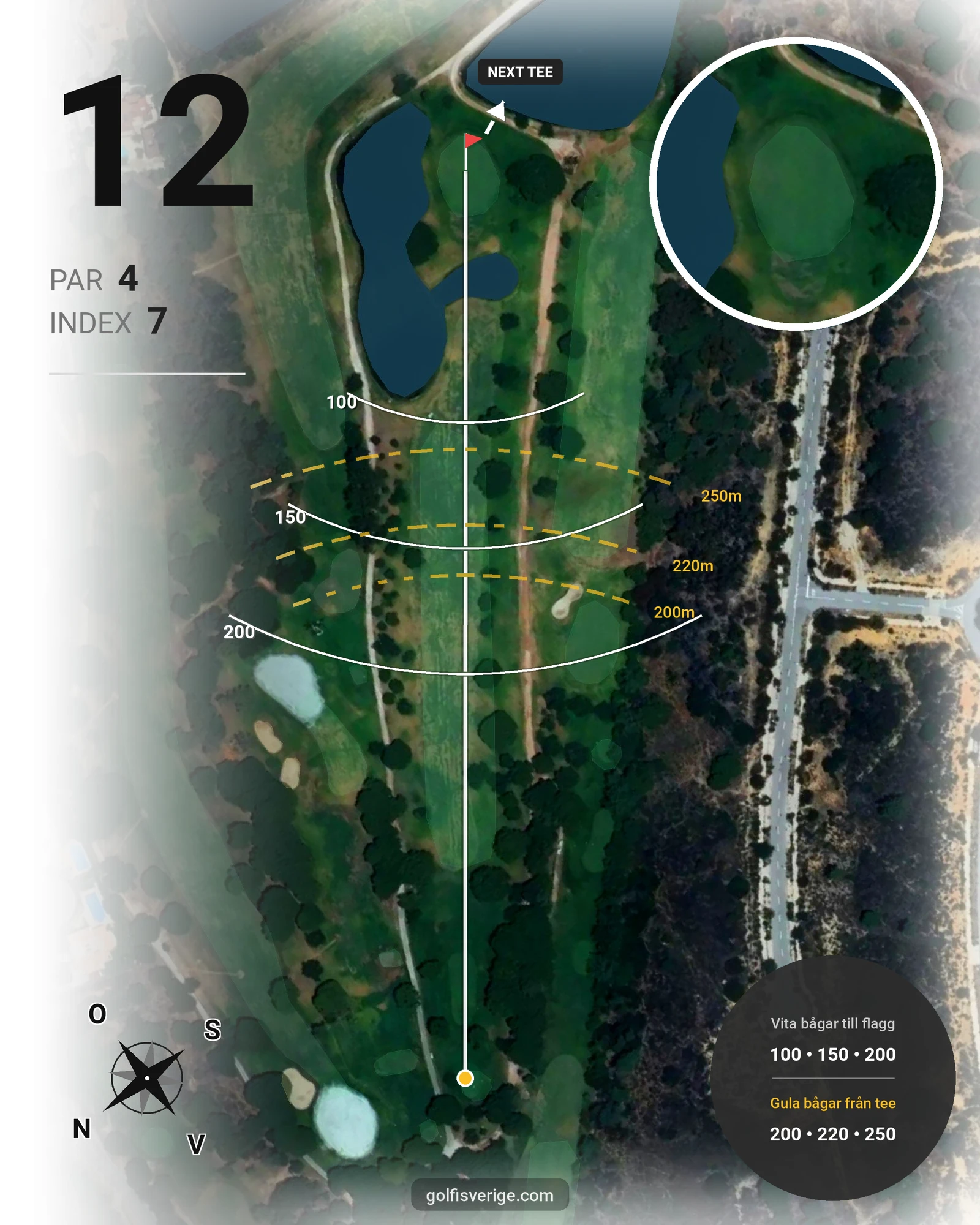 Banguide Vila Sol 10-27  på SoloGolf - GolfiSpanien - Hål 12 karta