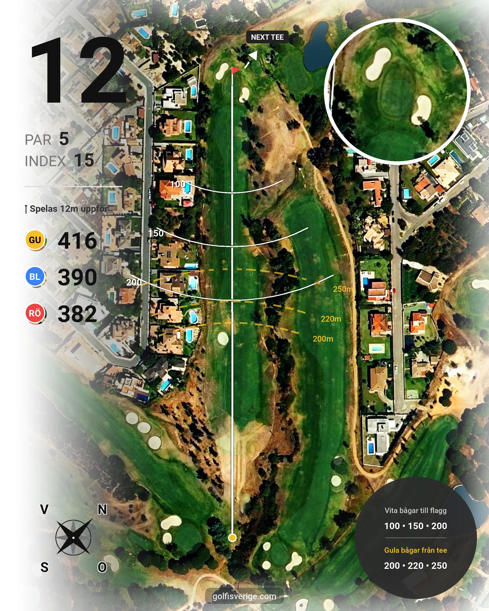 Banguide Bellavista på SoloGolf - GolfiSpanien - Hål 12 karta