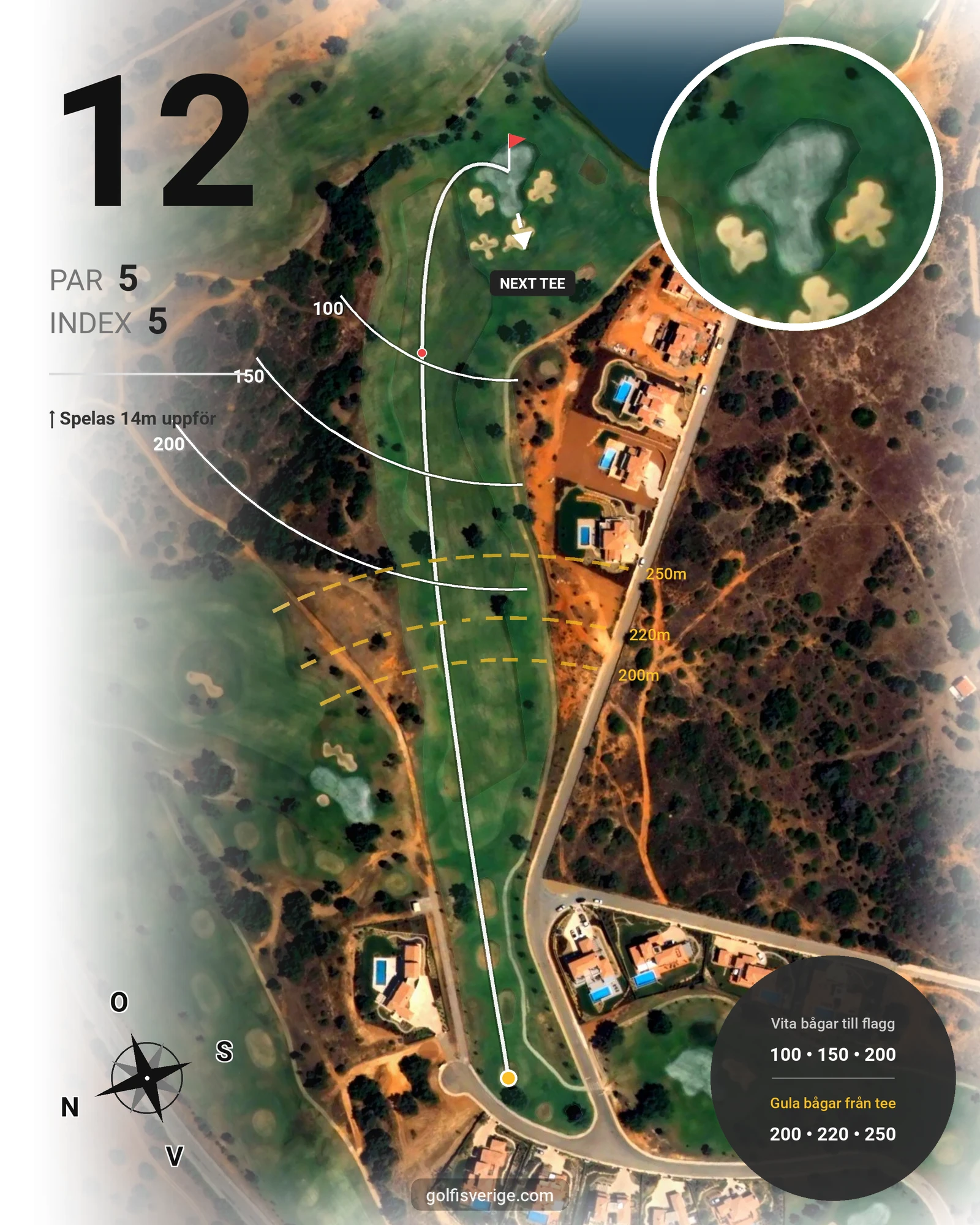 Banguide Vale da Pinta på SoloGolf - GolfiSpanien - Hål 12 karta