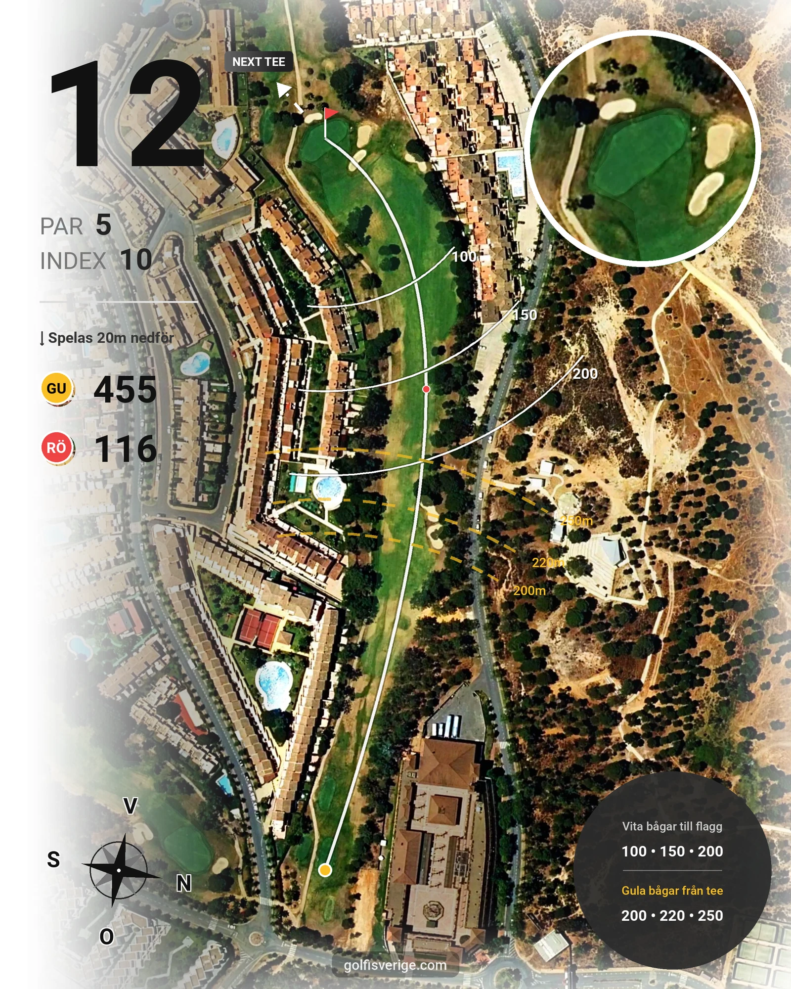 Banguide Islantilla 10-27 på SoloGolf - GolfiSpanien - Hål 12 karta