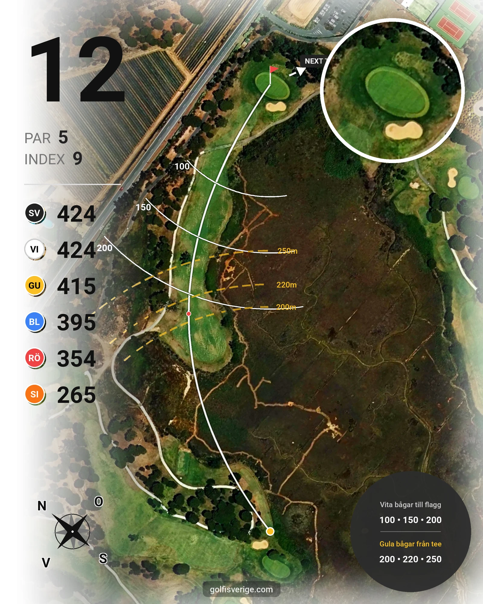 Banguide El Rompido Sur på SoloGolf - GolfiSpanien - Hål 12 karta