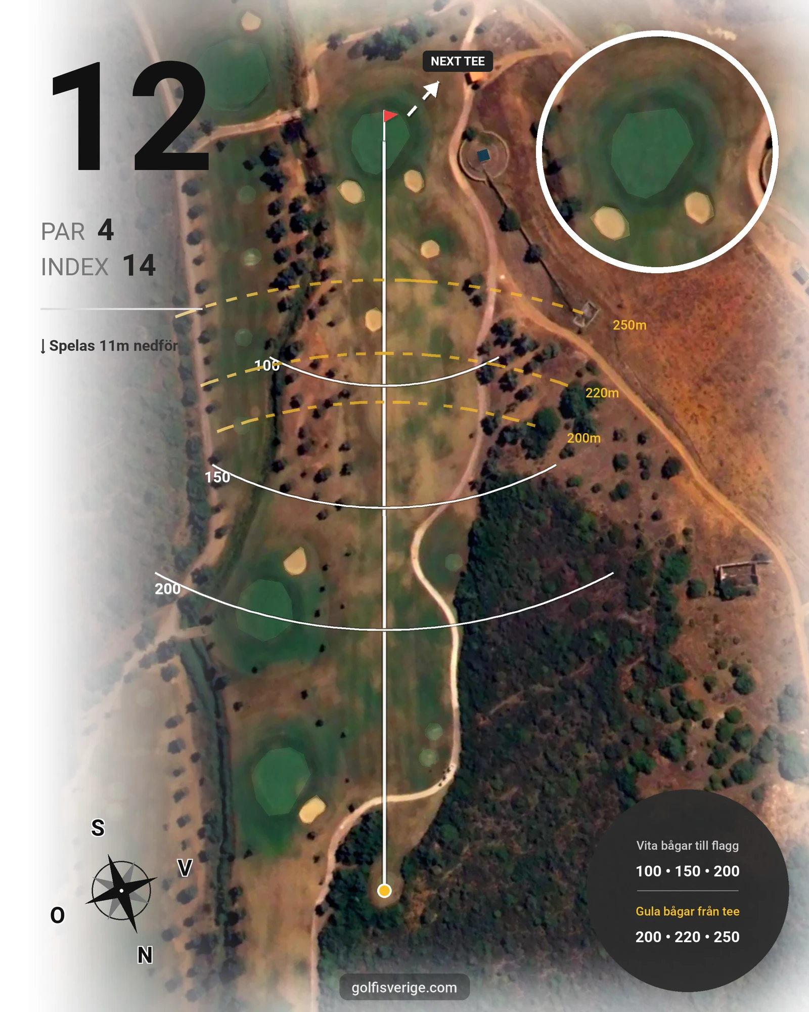Banguide Alamos på SoloGolf - GolfiSpanien - Hål 12 karta