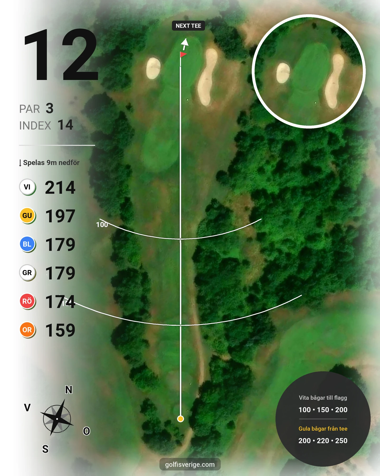 Banguide Golf Nazionale på SoloGolf - GolfiSpanien - Hål 12 karta