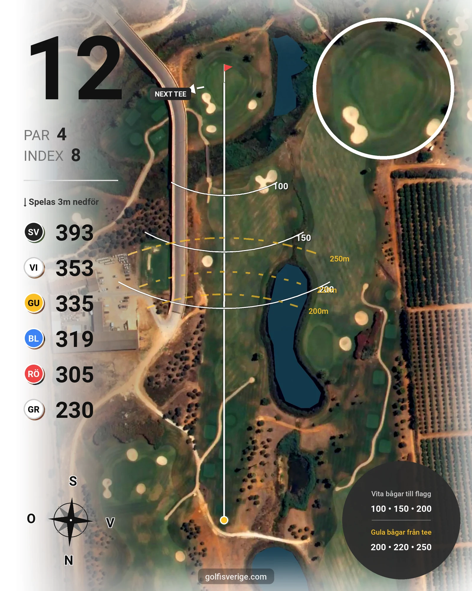 Banguide Oconnor Amendoeira Resort på SoloGolf - GolfiSpanien - Hål 12 karta