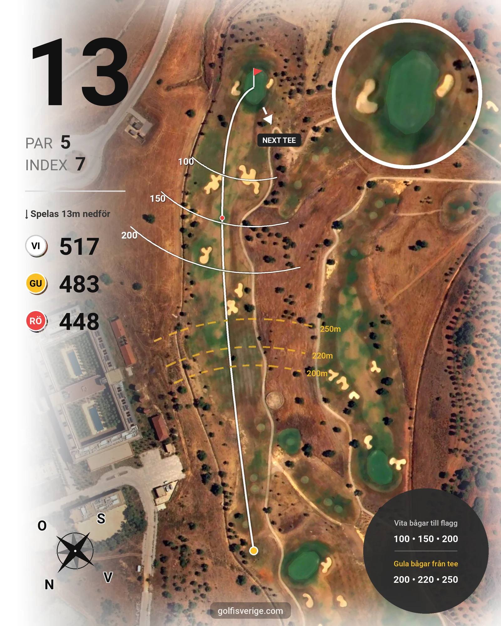 Banguide Morgado på SoloGolf - GolfiSpanien - Hål 13 karta