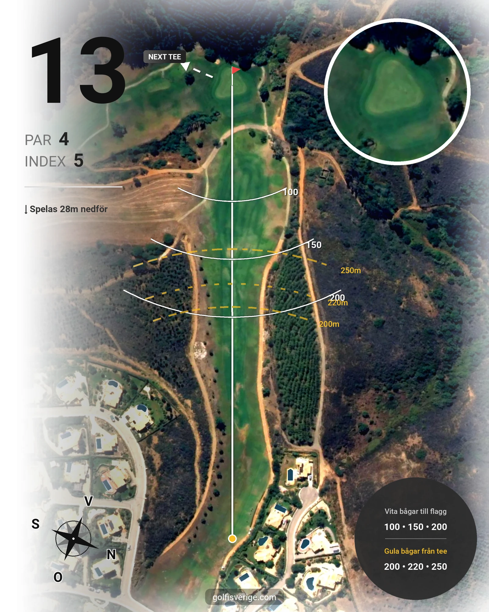 Banguide Santo Antonio på SoloGolf - GolfiSpanien - Hål 13 karta