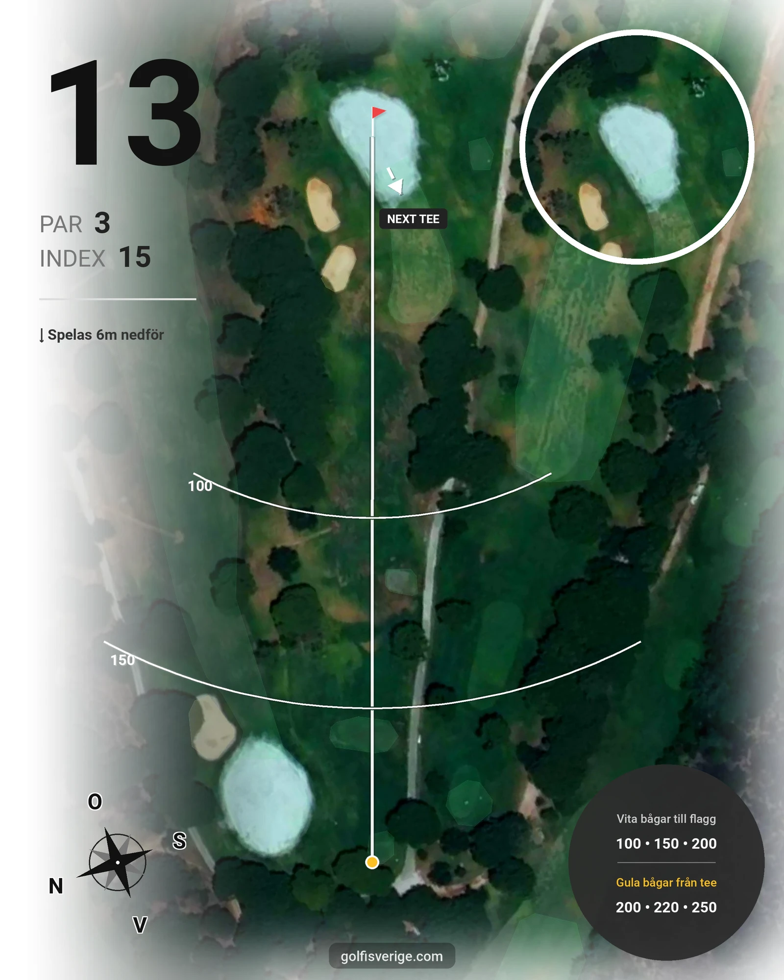 Banguide Vila Sol 19-9 på SoloGolf - GolfiSpanien - Hål 13 karta
