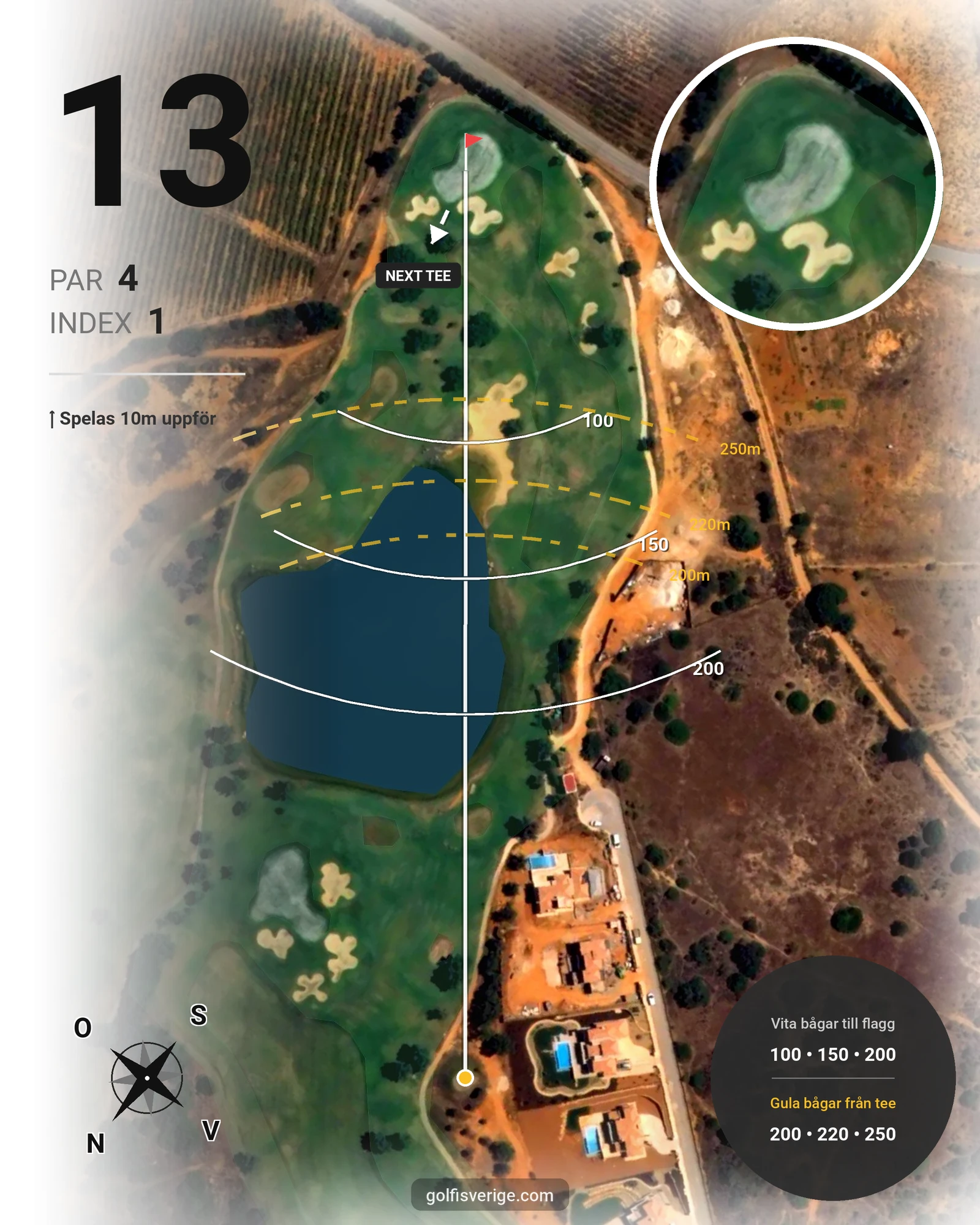 Banguide Vale da Pinta på SoloGolf - GolfiSpanien - Hål 13 karta