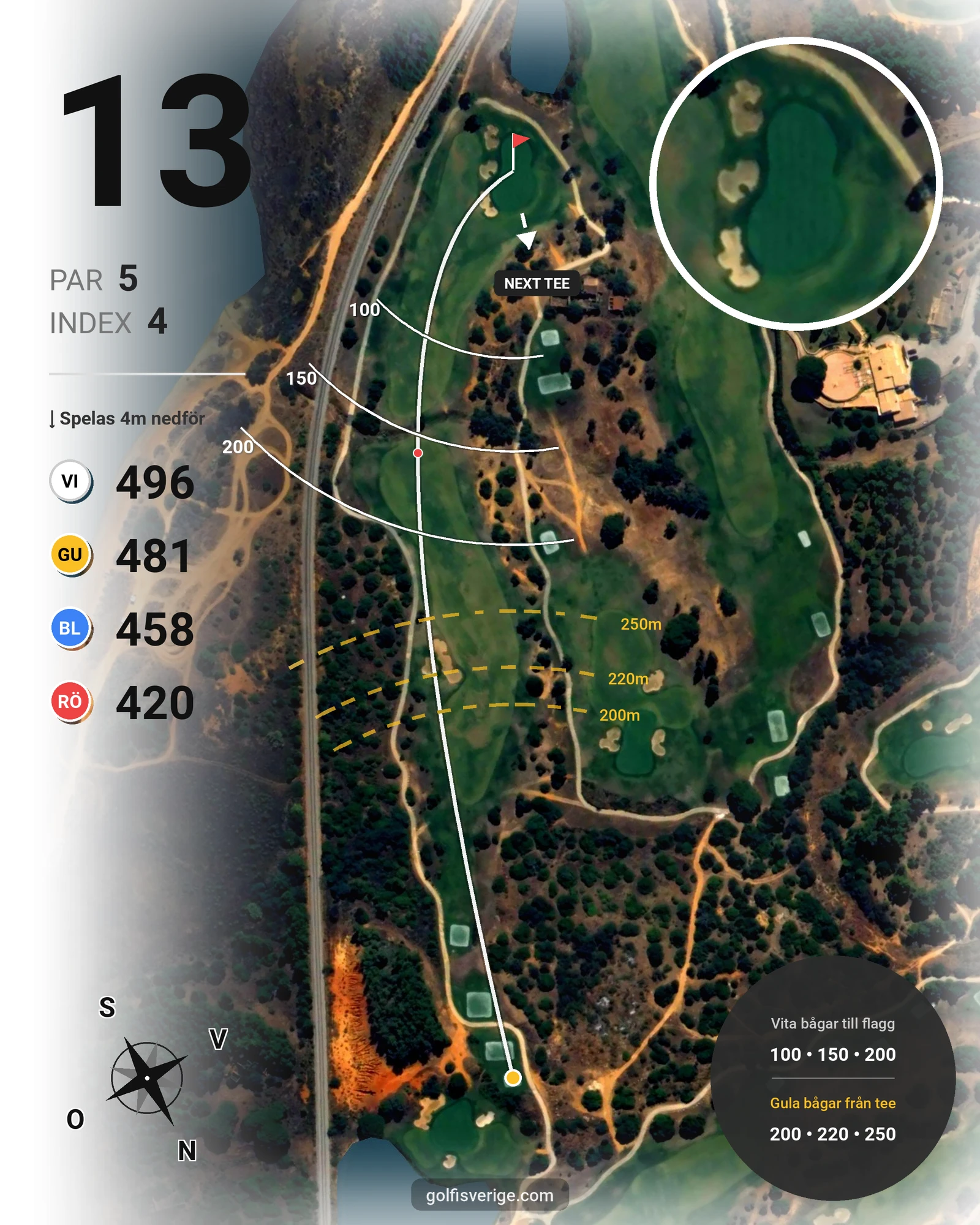 Banguide Palmares Alvor/Lagos på SoloGolf - GolfiSpanien - Hål 13 karta