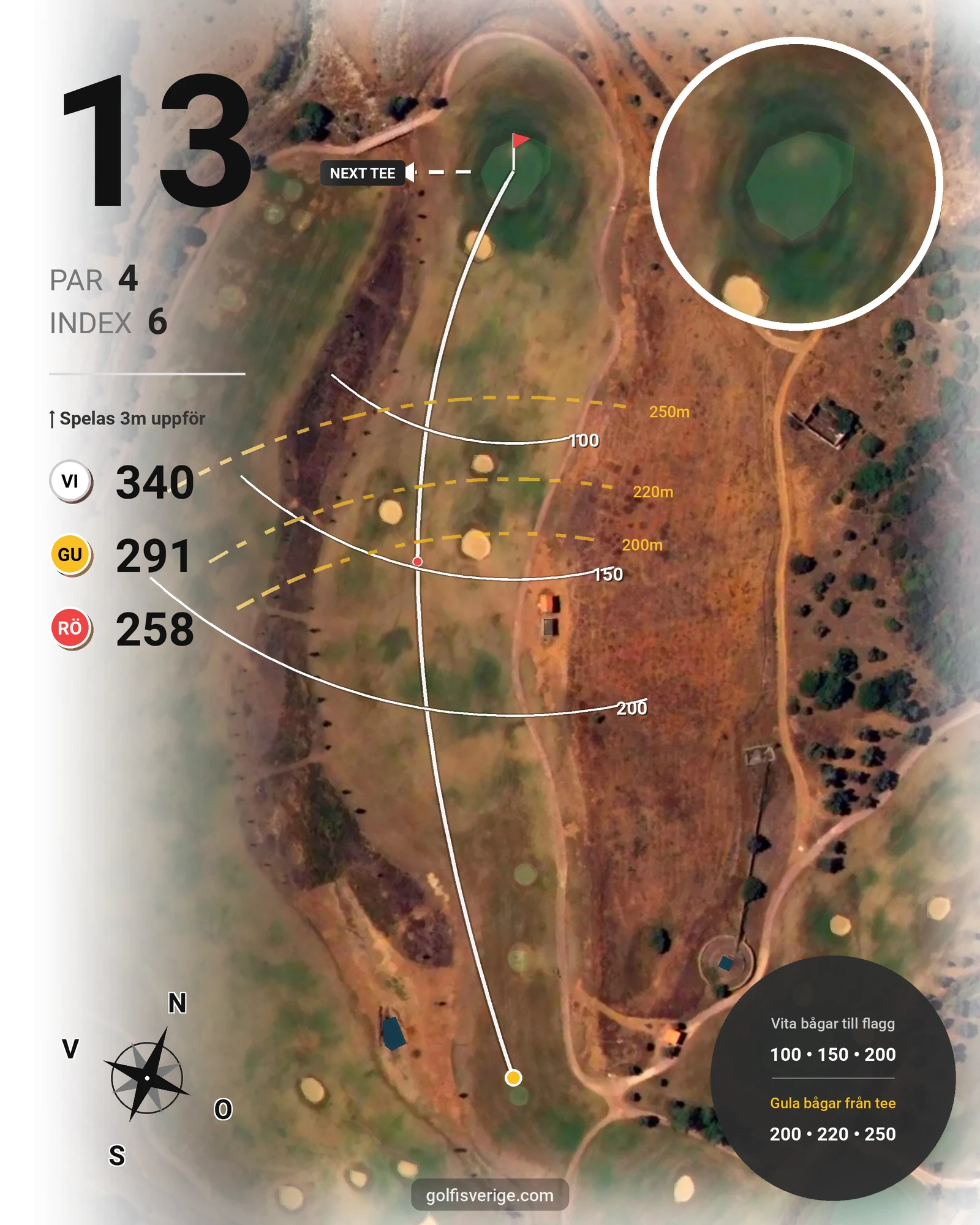 Banguide Alamos på SoloGolf - GolfiSpanien - Hål 13 karta