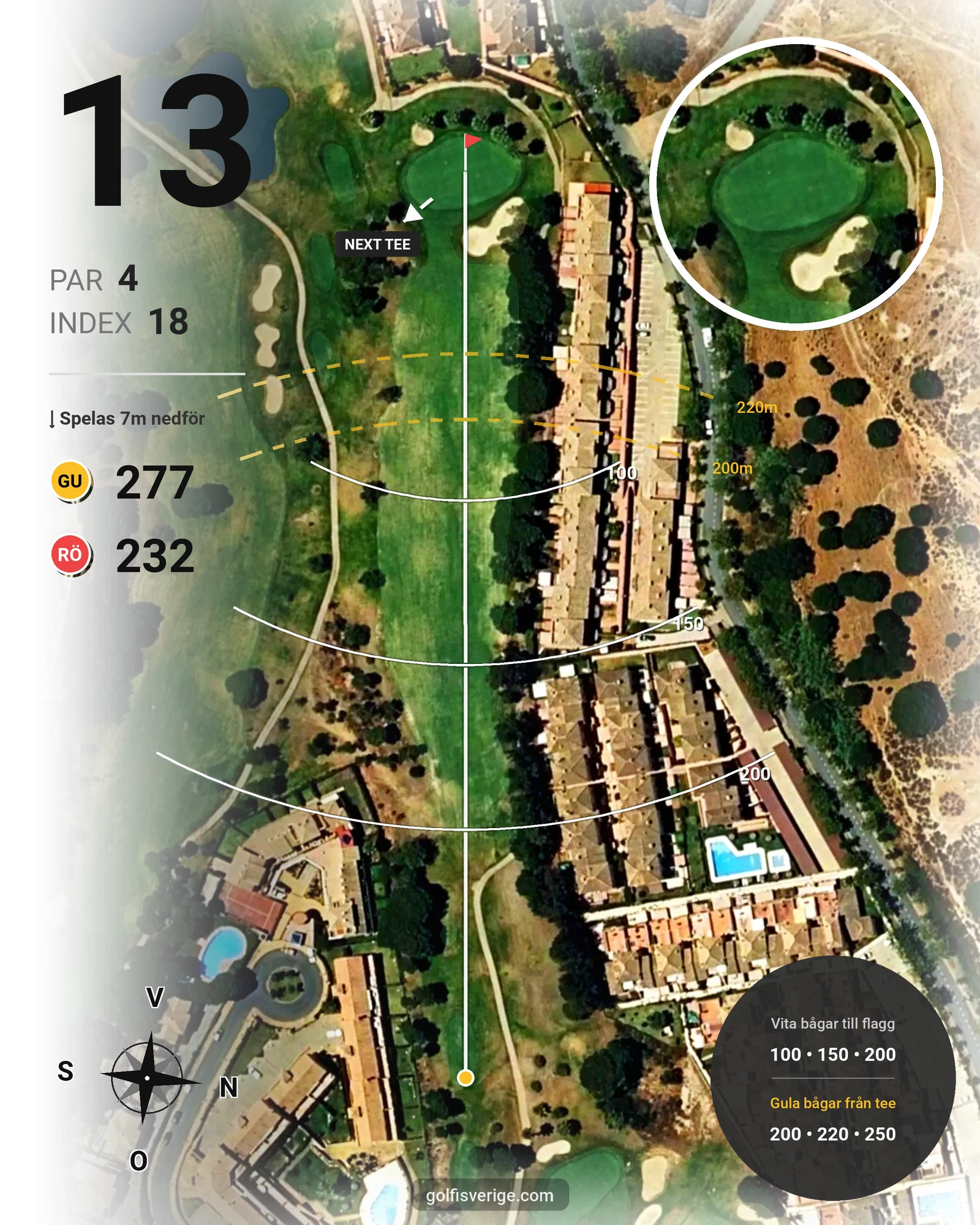 Banguide Islantilla 1-9 19-27 på SoloGolf - GolfiSpanien - Hål 13 karta