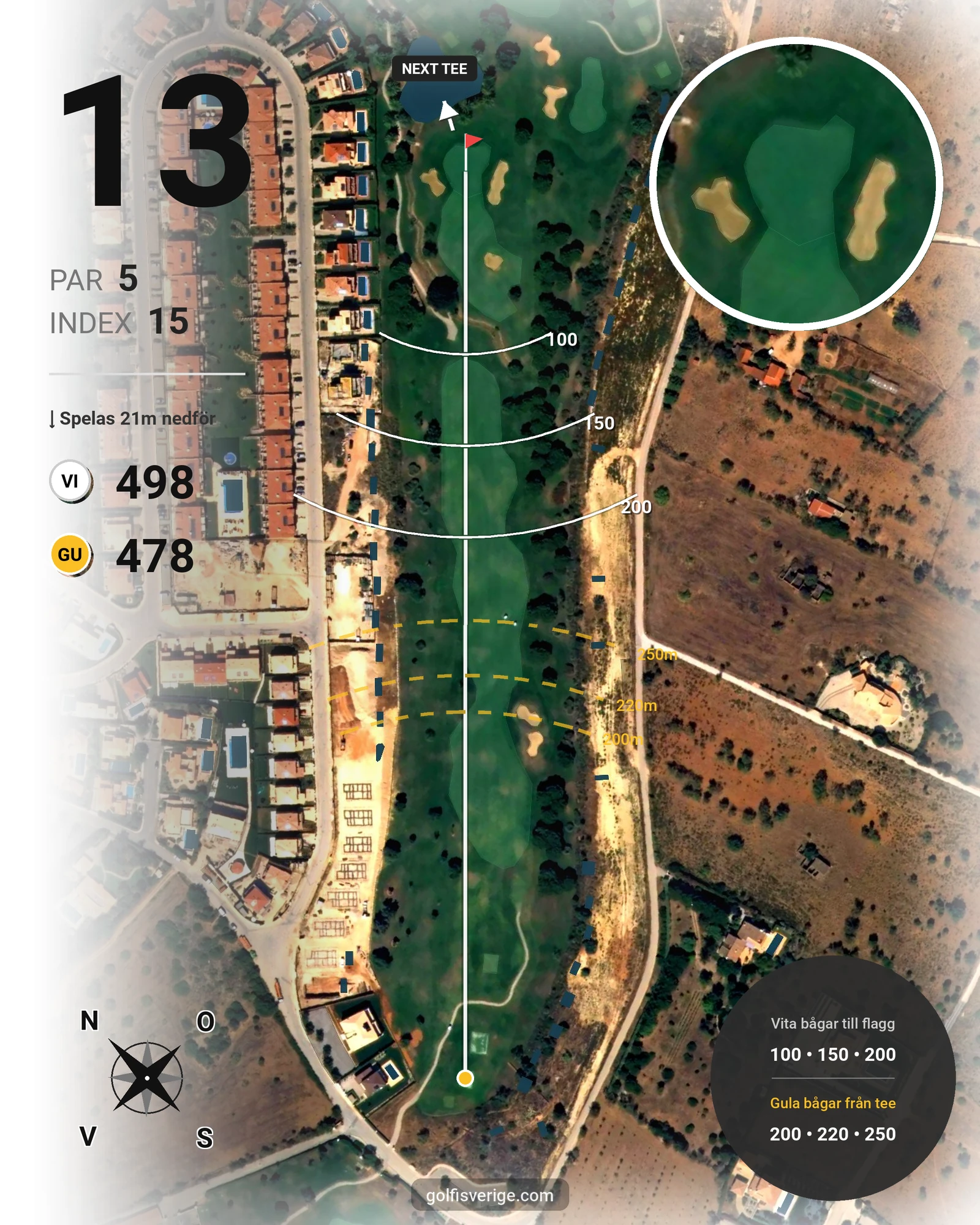 Banguide Boavista på SoloGolf - GolfiSpanien - Hål 13 karta