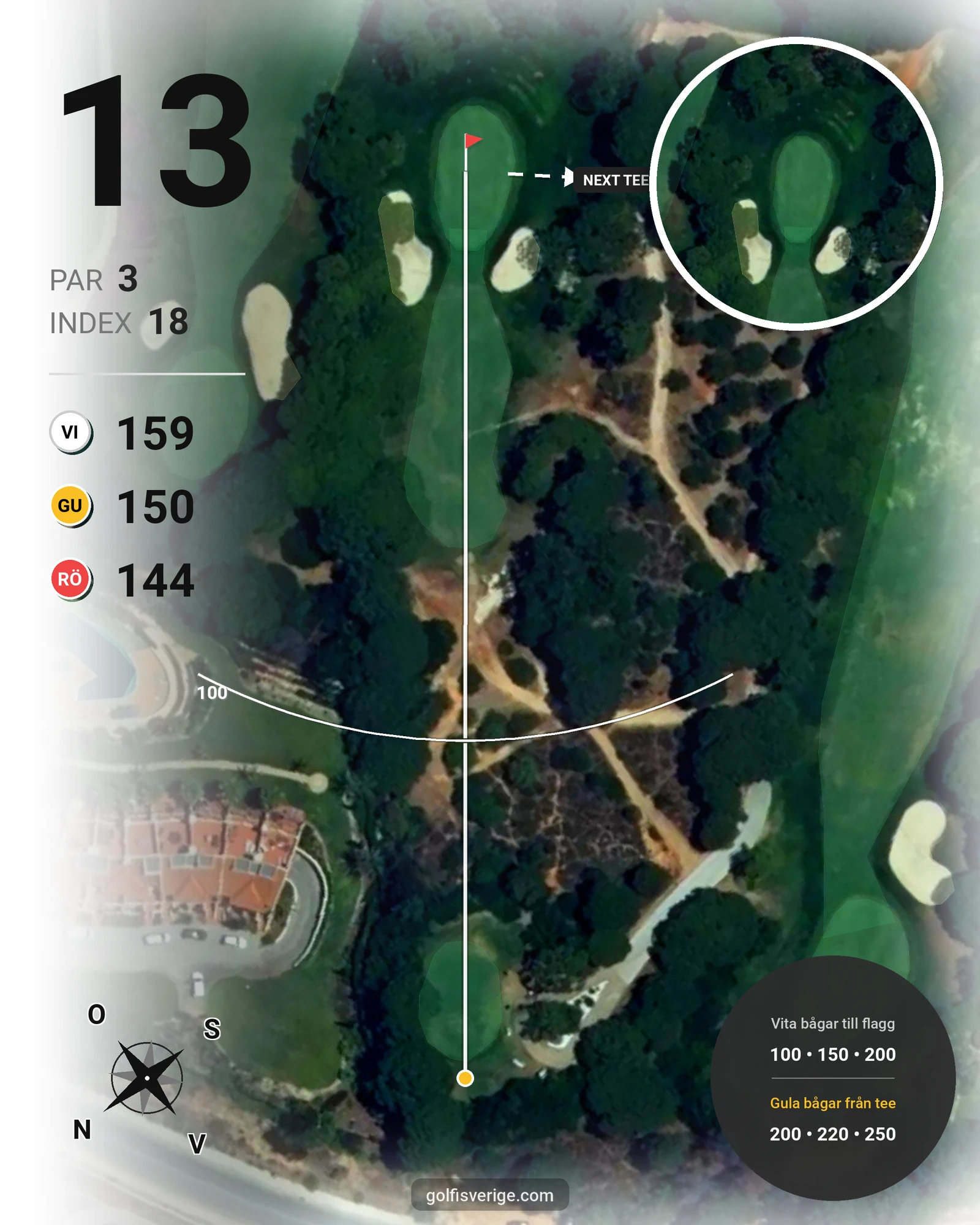 Banguide Vila Sol 1-18 på SoloGolf - GolfiSpanien - Hål 13 karta