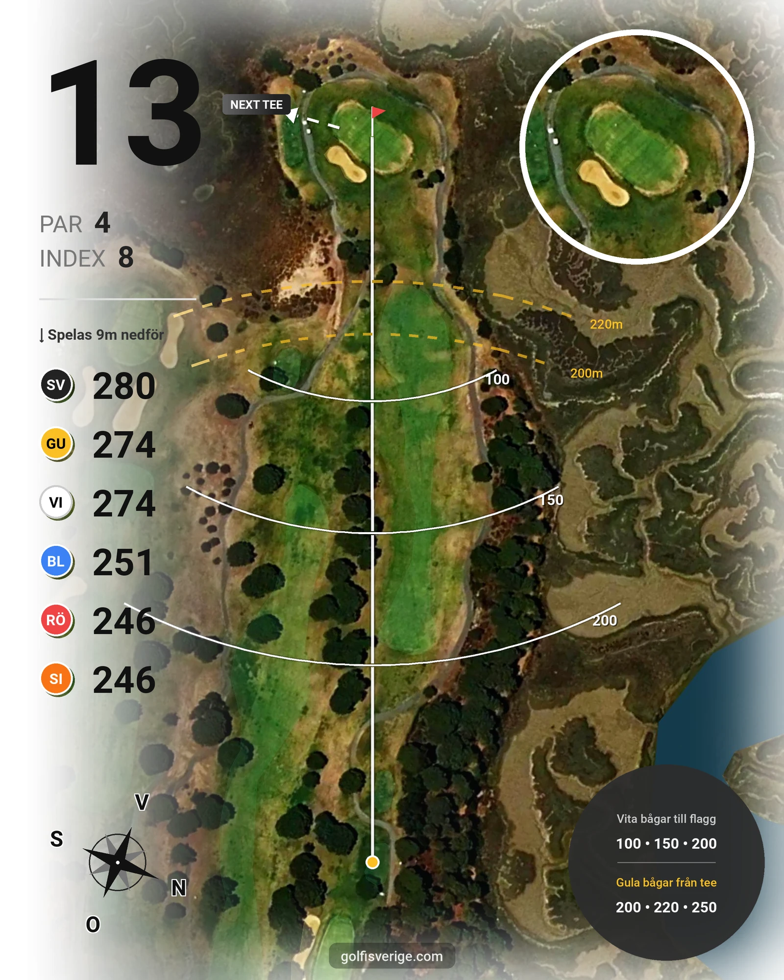 Banguide El Rompido Norte på SoloGolf - GolfiSpanien - Hål 13 karta