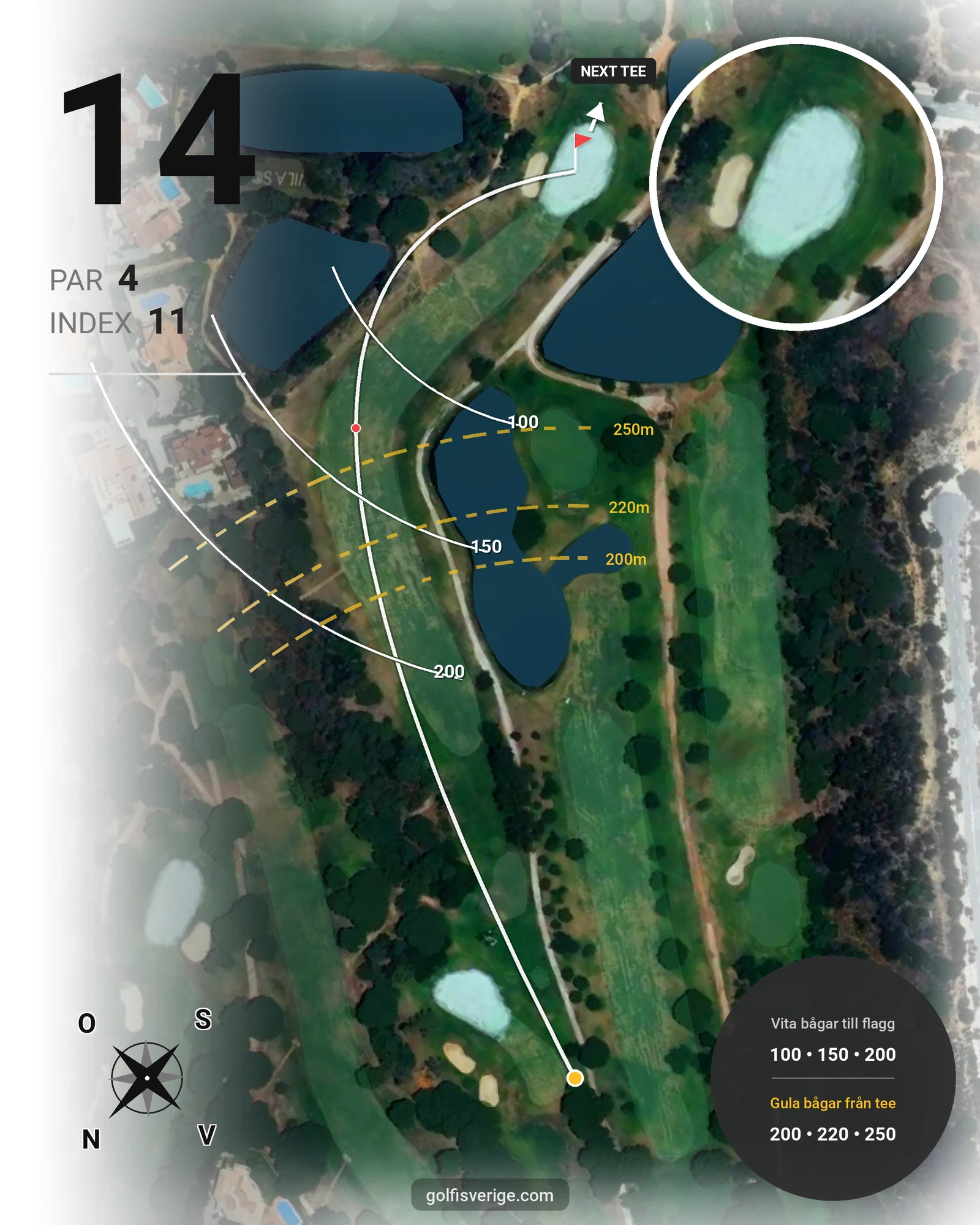 Banguide Vila Sol 19-9 på SoloGolf - GolfiSpanien - Hål 14 karta