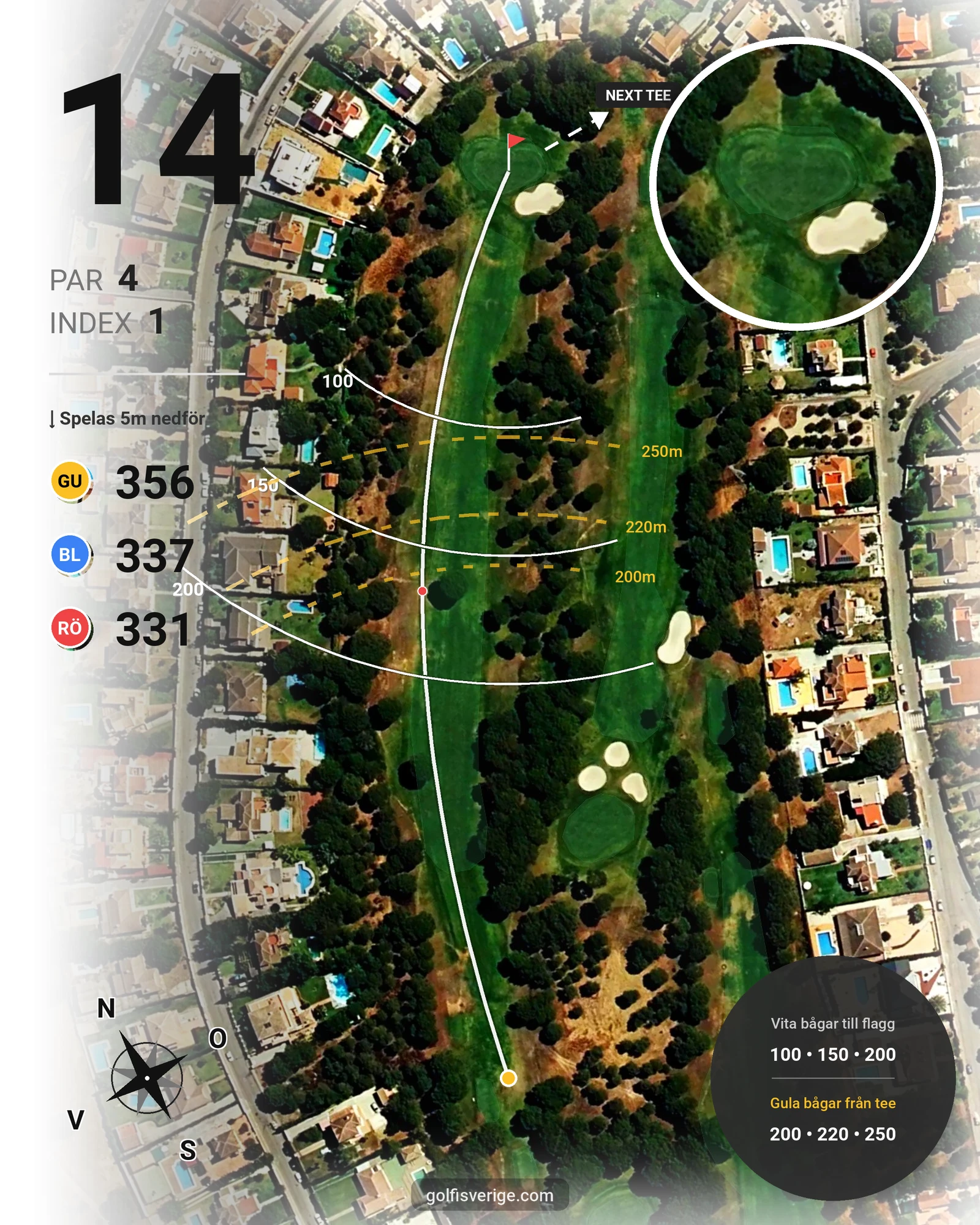 Banguide Bellavista på SoloGolf - GolfiSpanien - Hål 14 karta